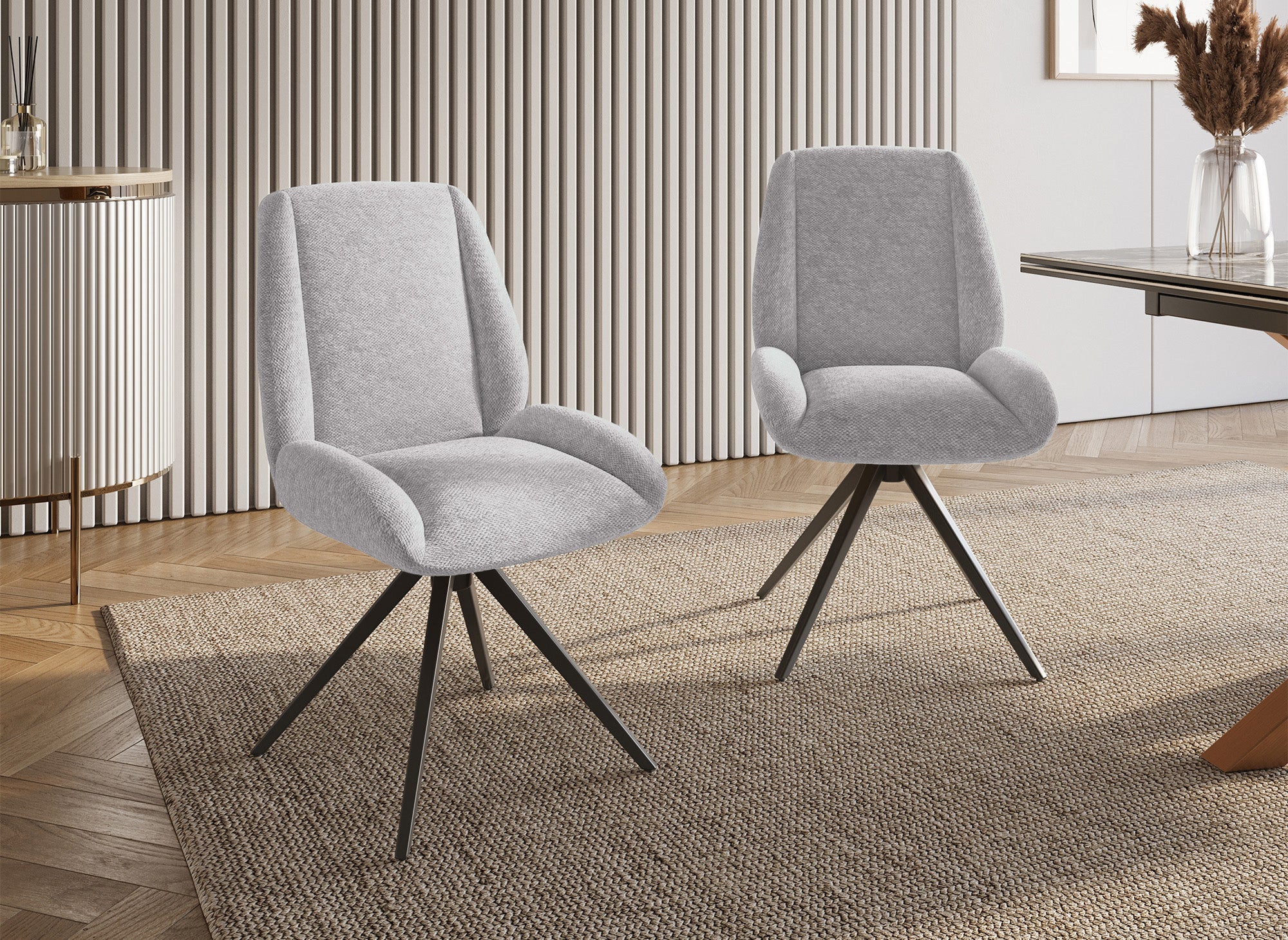 2er-Set Drehstühle LUZIA aus grauem Stoff