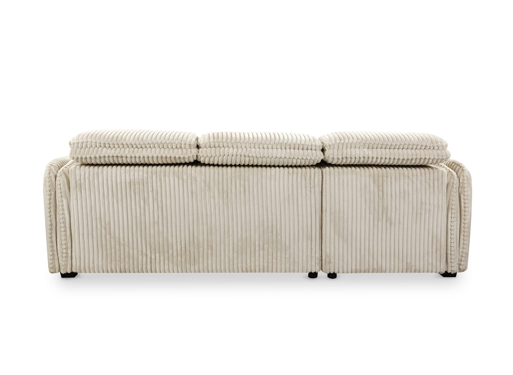 Ecksofa ISABELLA aus dickem beigefarbenem Cord – Linke Ecke