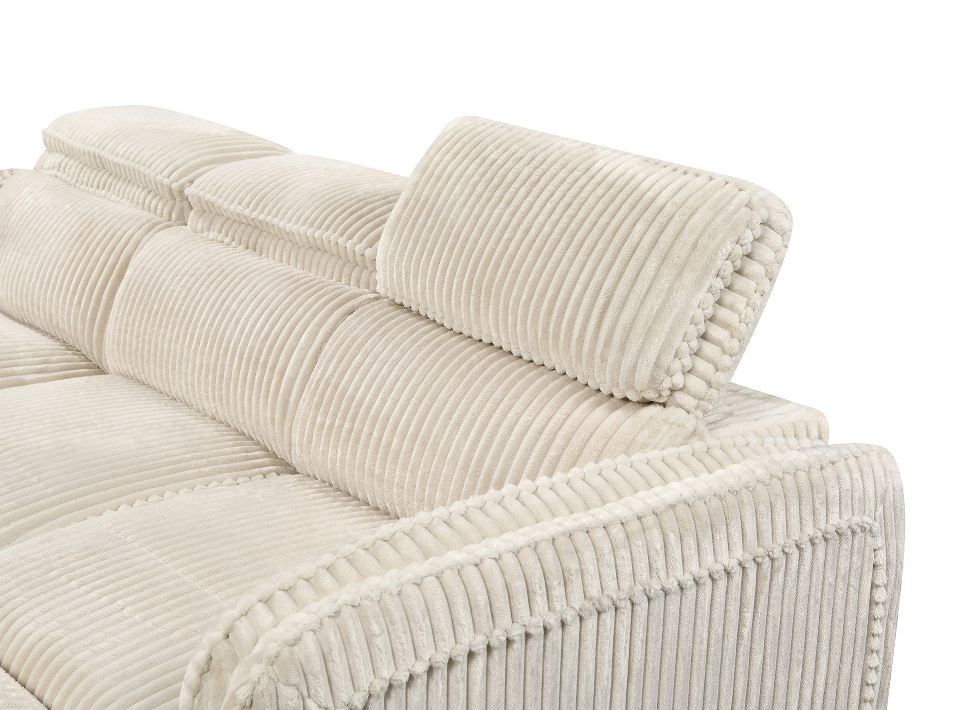 Ecksofa ISABELLA aus dickem beigefarbenem Cord – Linke Ecke