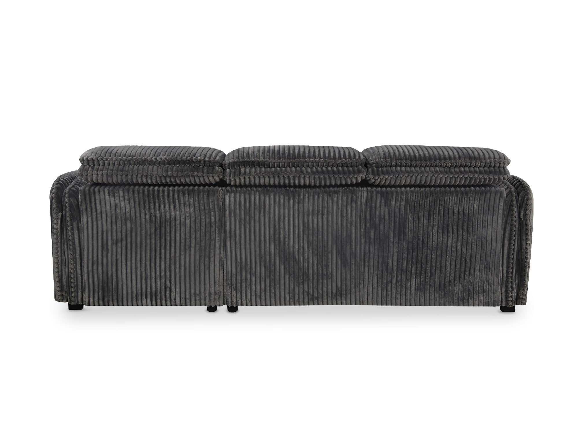 ISABELLA Ecksofa aus dickem grauem Cord – rechtwinklig