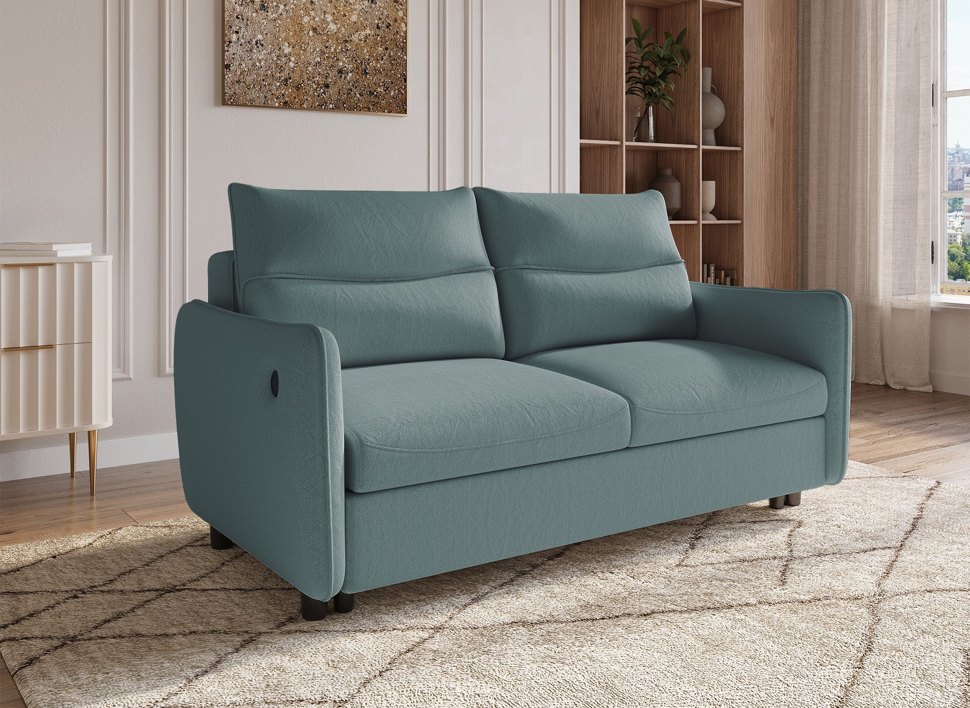 ZADIG 3-Sitzer-Schlafsofa aus grünem Stoff