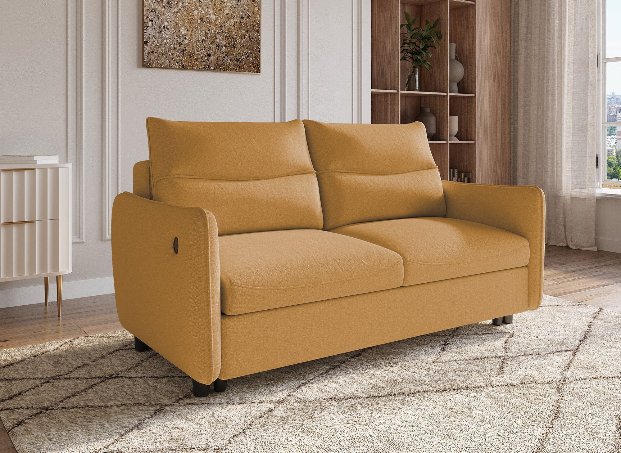 ZADIG 3-Sitzer-Schlafsofa aus gelbem Stoff