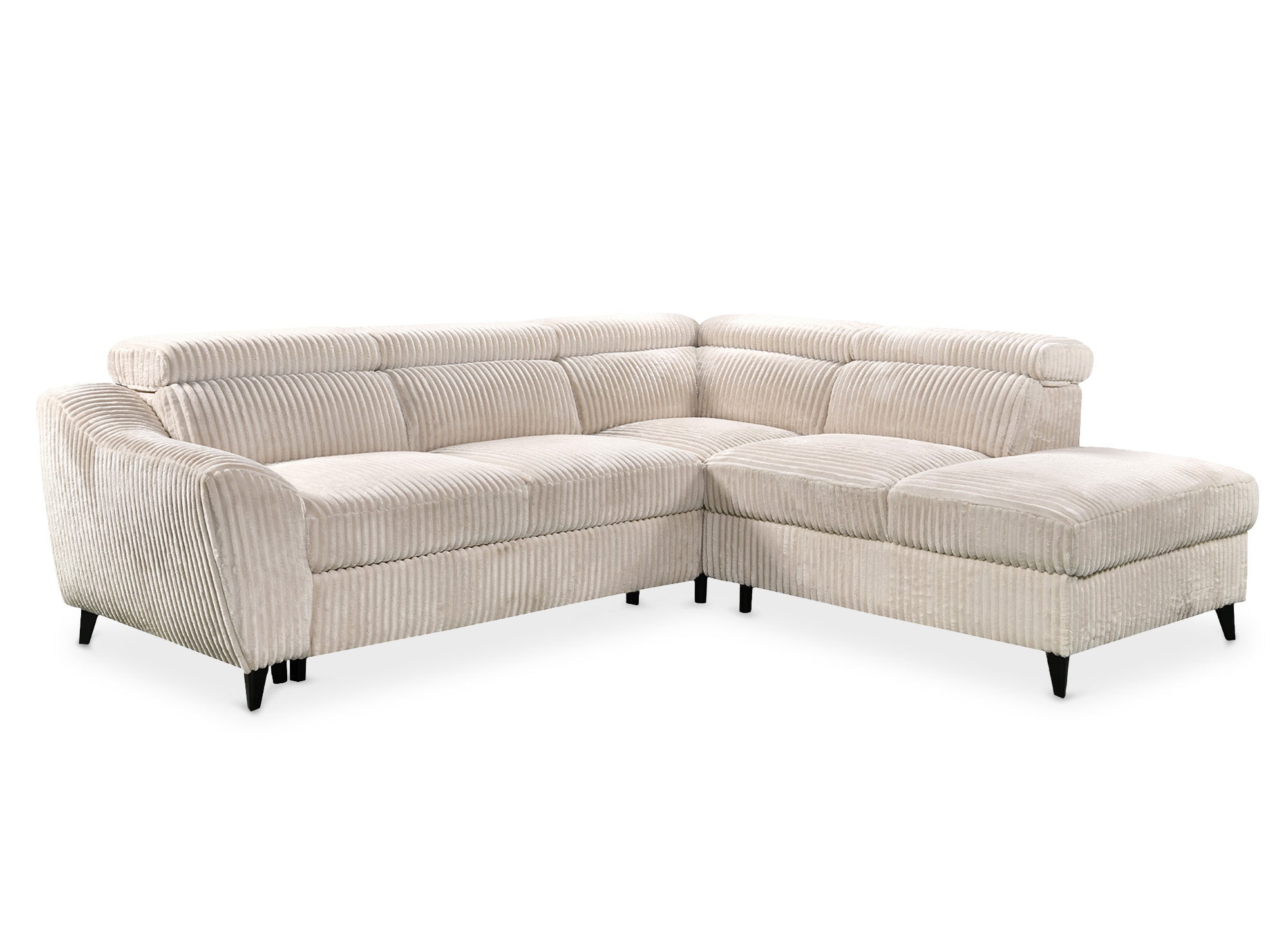 DALTON Ecksofa aus dickem Cord, beige, mit Stauraum, rechtwinklig