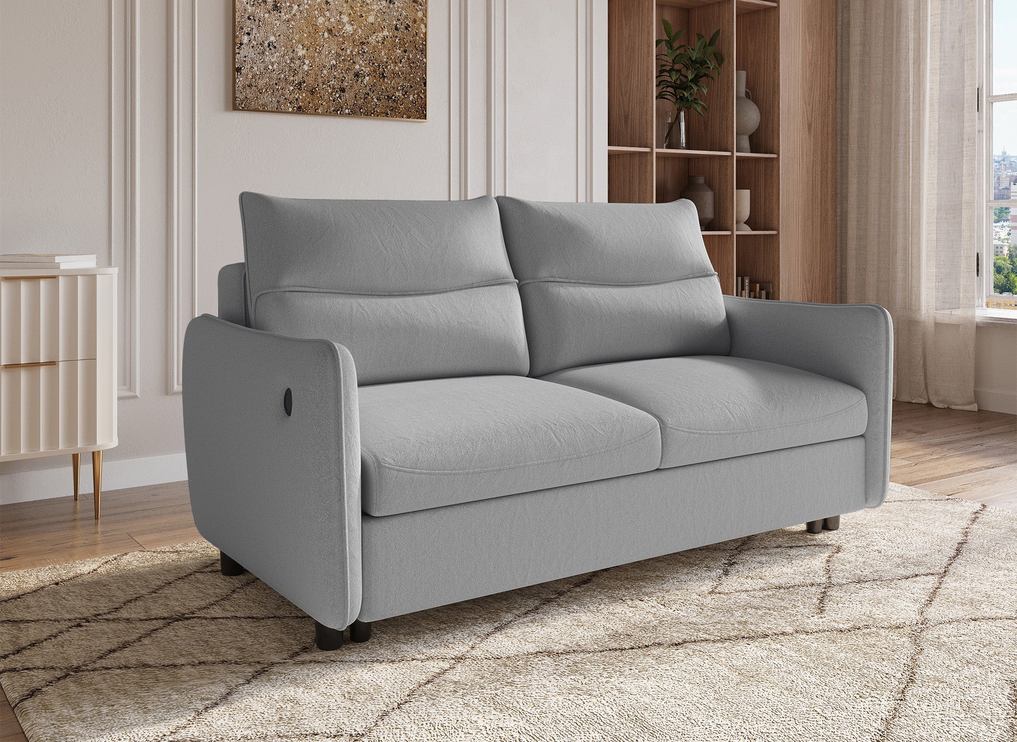 ZADIG 3-Sitzer-Schlafsofa aus hellgrauem Stoff