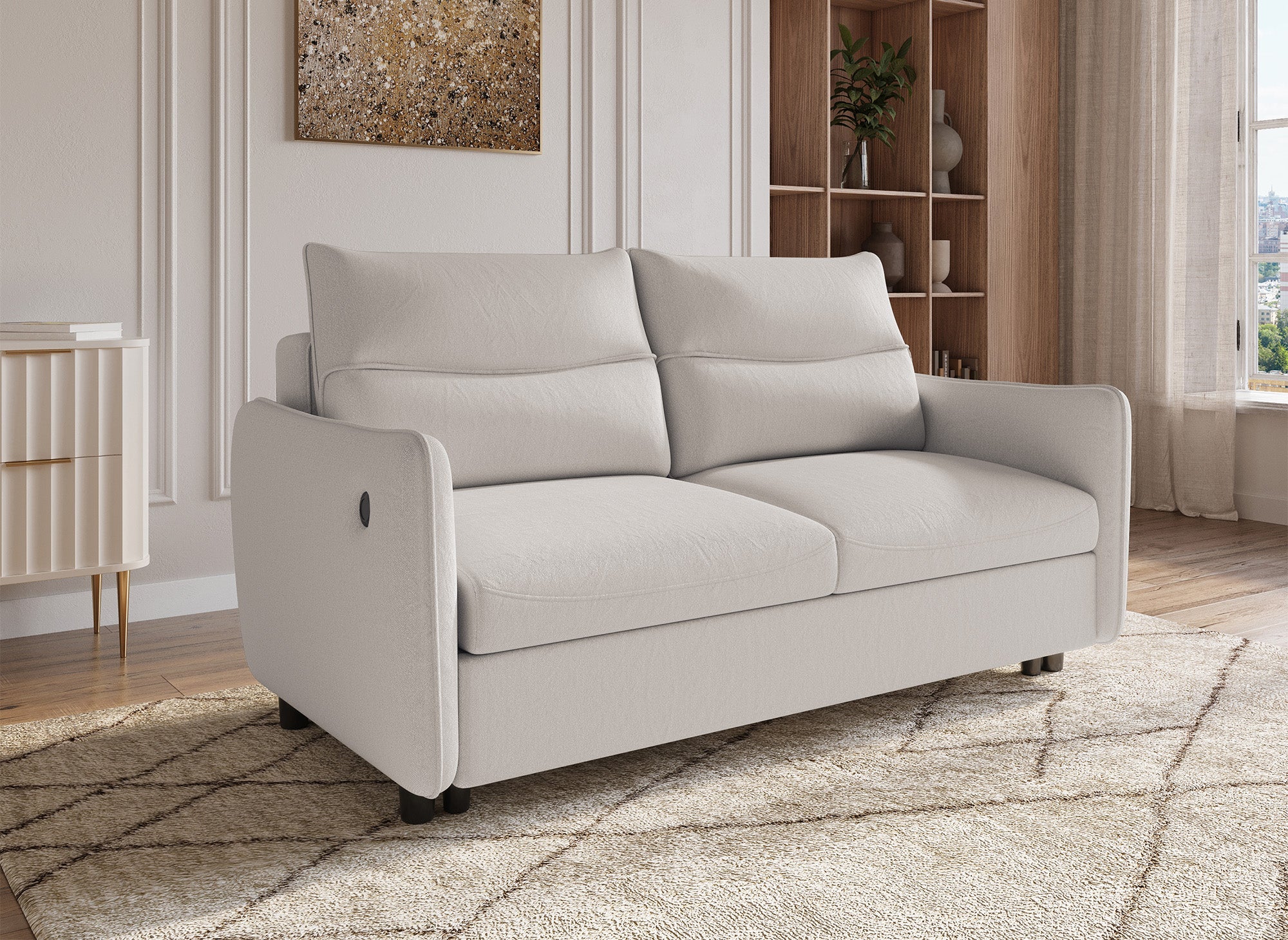 ZADIG 3-Sitzer-Schlafsofa aus beigem Stoff