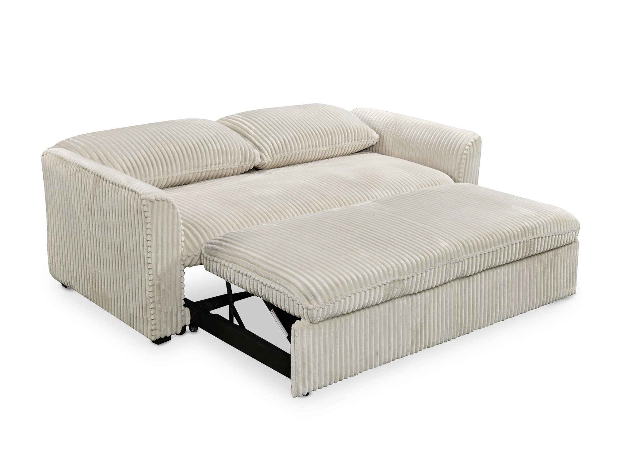 MAYLIE 3-Sitzer-Schlafsofa aus dickem, beigem Cord