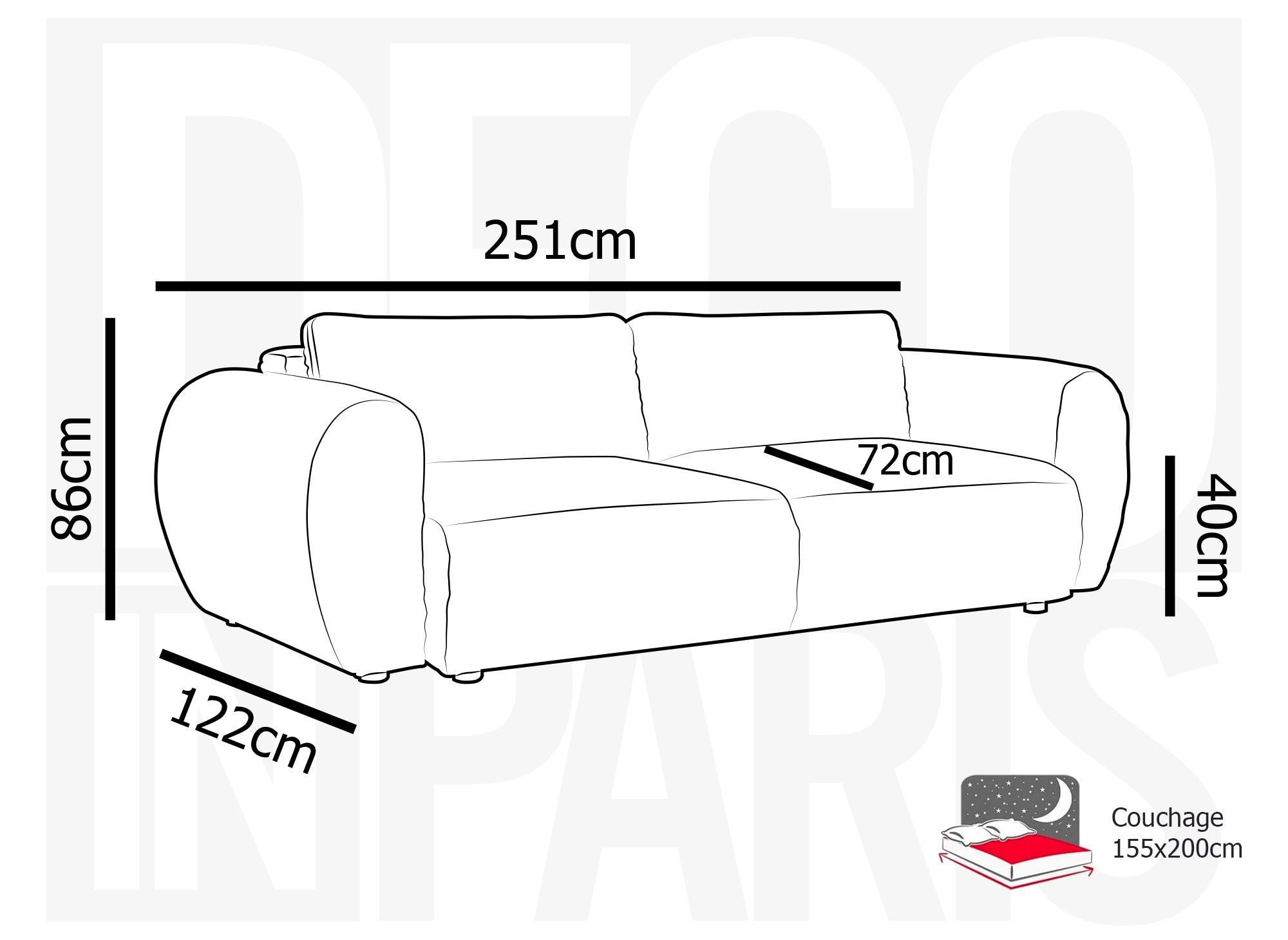 TILDA, graues, weich geripptes 3-Sitzer-Sofa mit Stauraum.