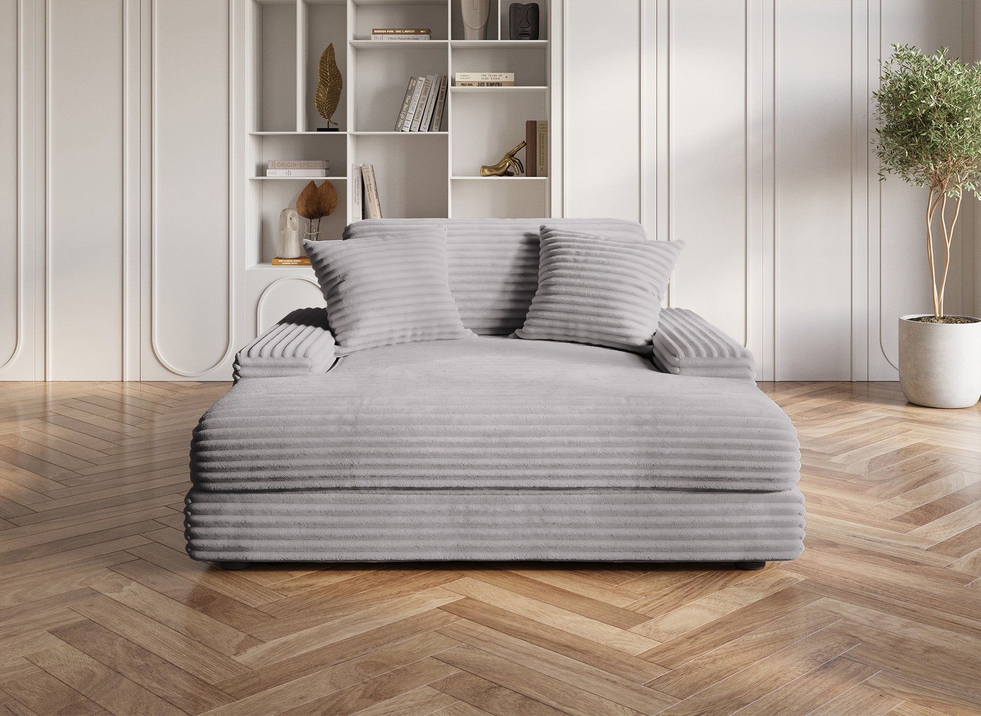 1-Sitzer-Chaiselongue-Sofa DAHO aus grauem Cord
