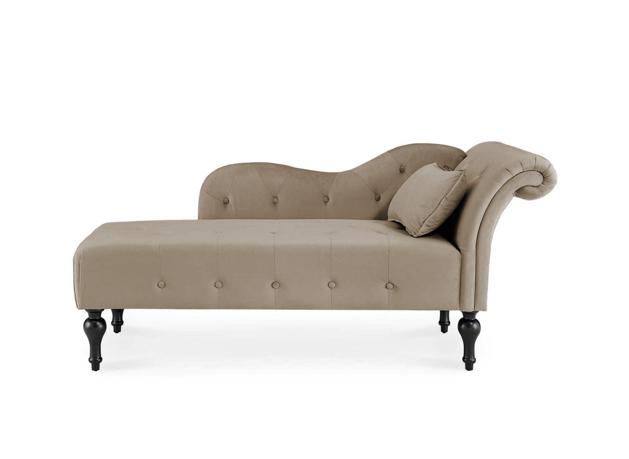 SHIMA Chaiselongue mit beigefarbenem Samtbezug – Linke Ecke