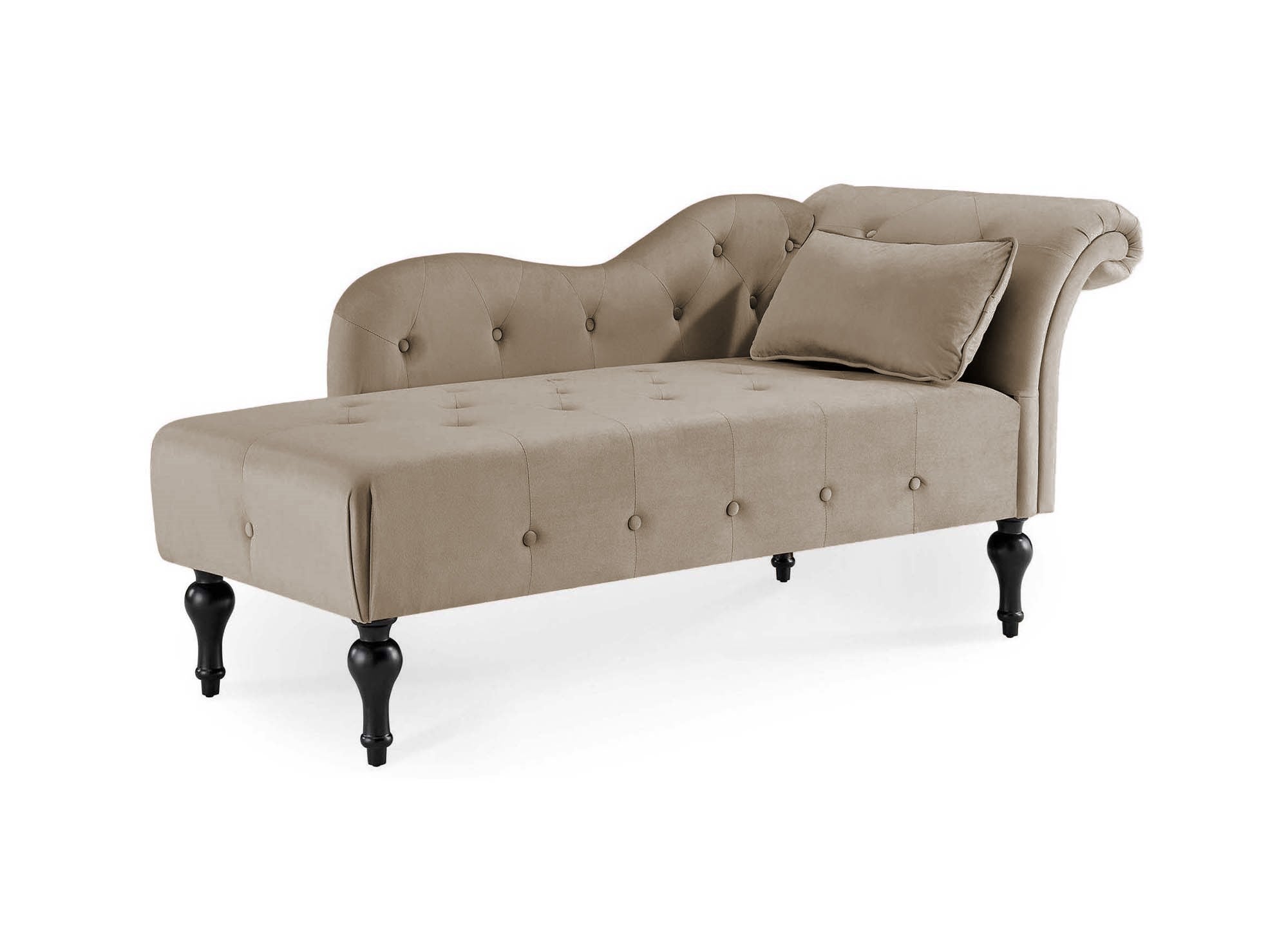 SHIMA Chaiselongue mit beigefarbenem Samtbezug – Linke Ecke