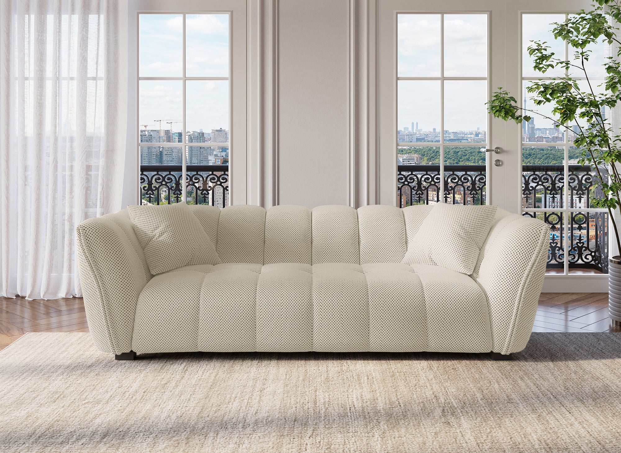 ELENA 3-Sitzer-Sofa aus beigem 3D-Stoff