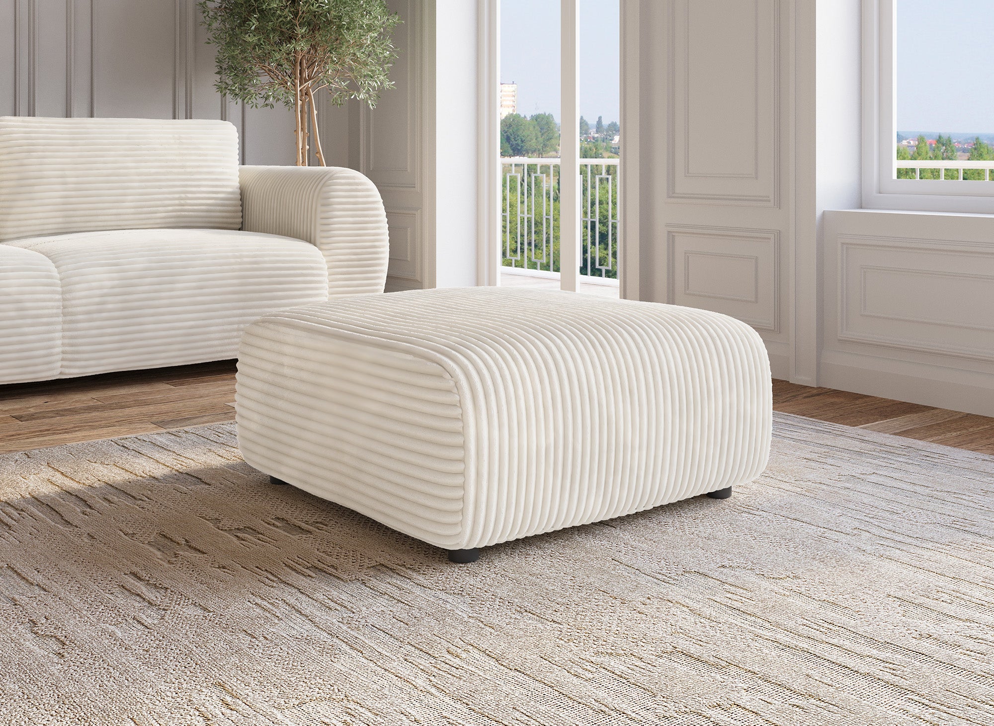 TILDA Pouf aus weichem, beigem Cord