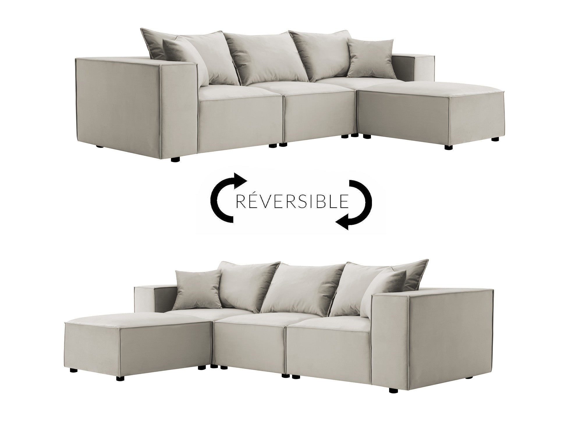 HARLEM modulares Ecksofa aus taupefarbenem Samt
