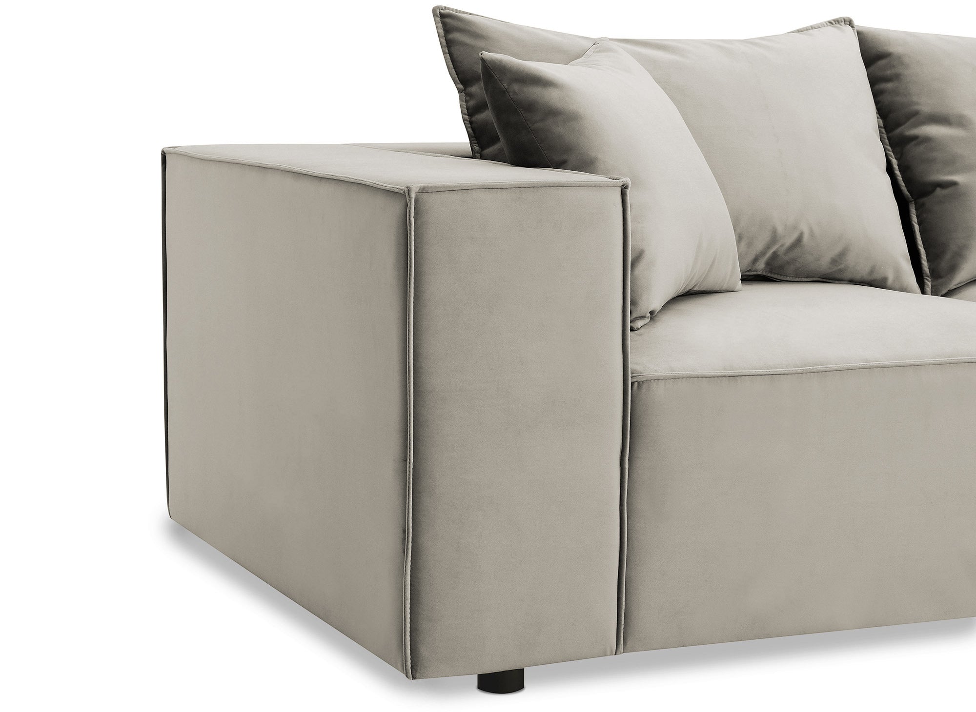 Modulares Ecksofa HARLEM XL mit 1 taupefarbenem Samt-Pouf