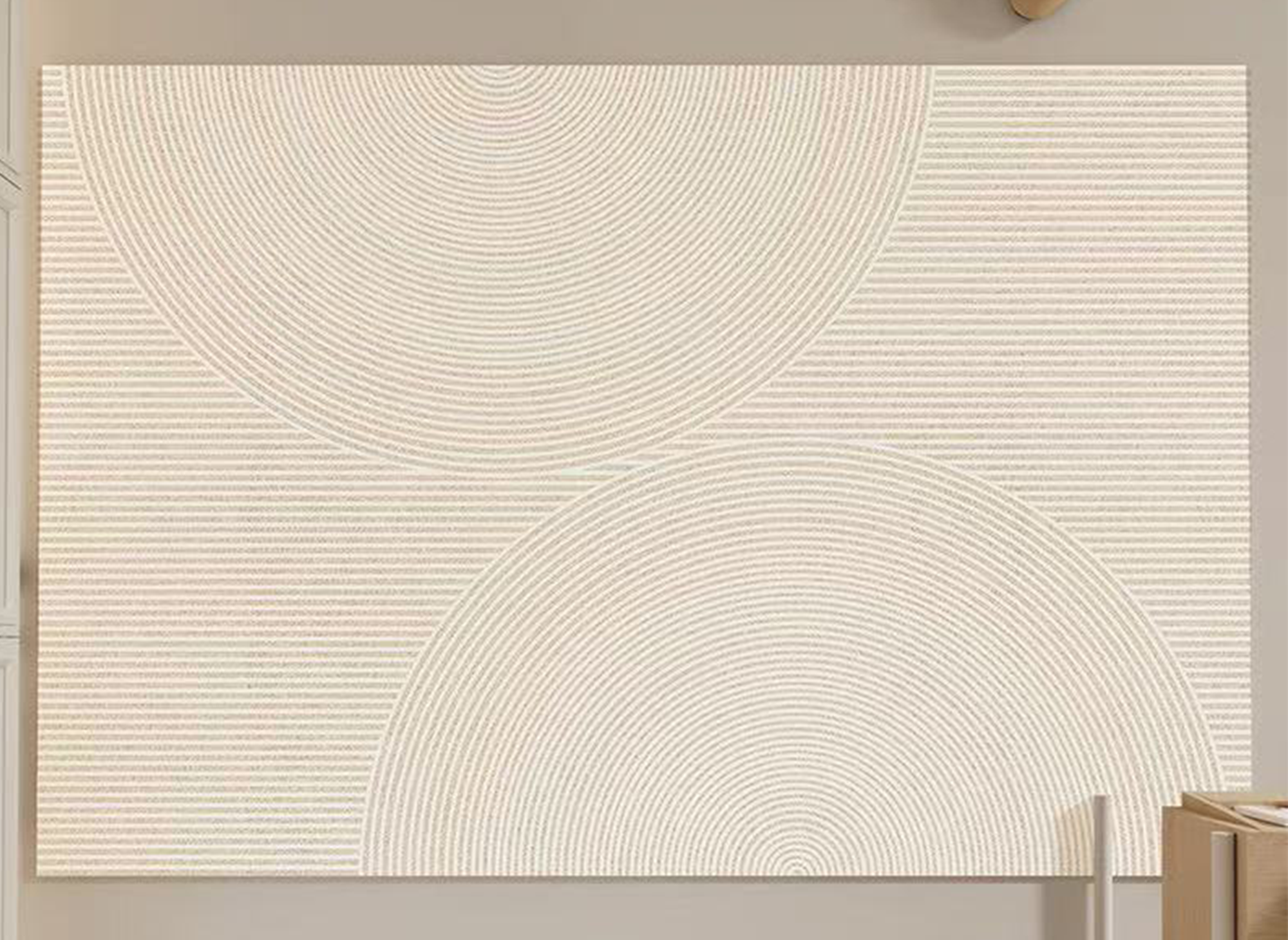 NEMYS, beigefarbener rechteckiger Teppich mit abstraktem Muster, 160 x 230 cm