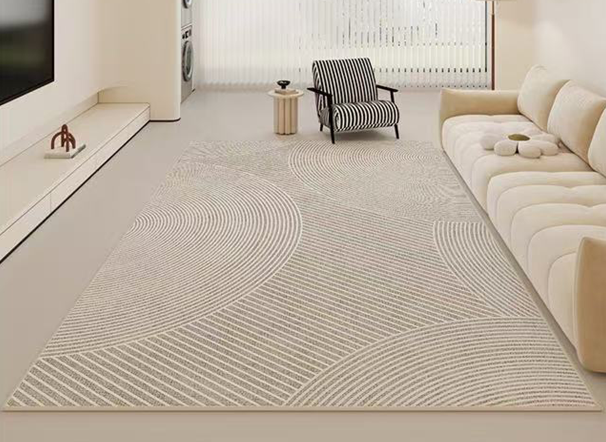 ORYA, beigefarbener rechteckiger Teppich mit abstraktem Muster, 160 x 230 cm
