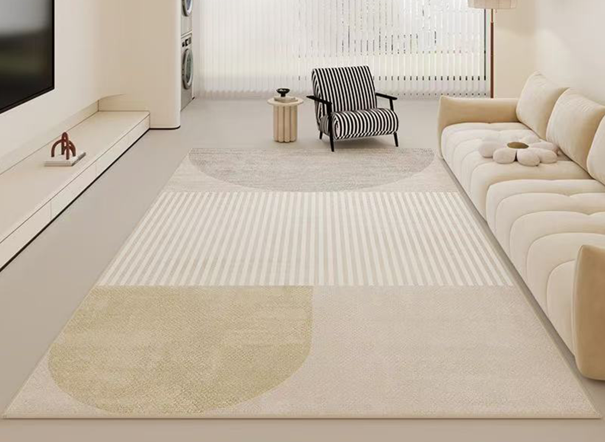 Beigefarbener rechteckiger Teppich mit geometrischem Muster 160x230cm KANNY