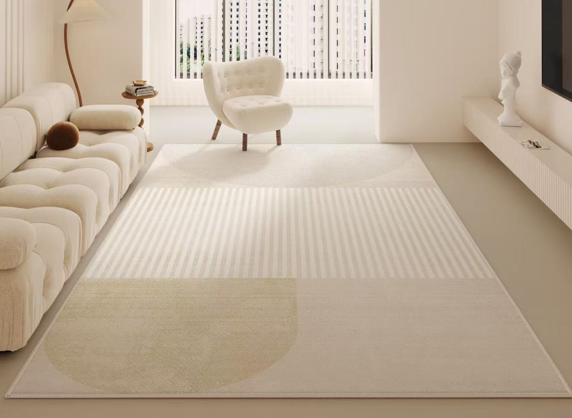 Beigefarbener rechteckiger Teppich mit geometrischem Muster 160x230cm KANNY