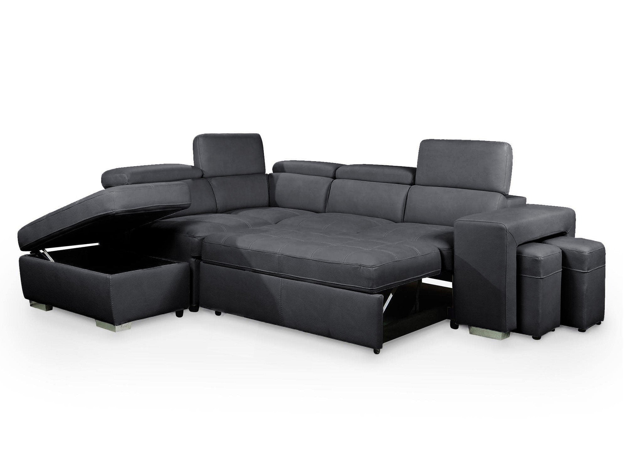 DAVON Ecksofa aus grauem Stoff – linke Ecke