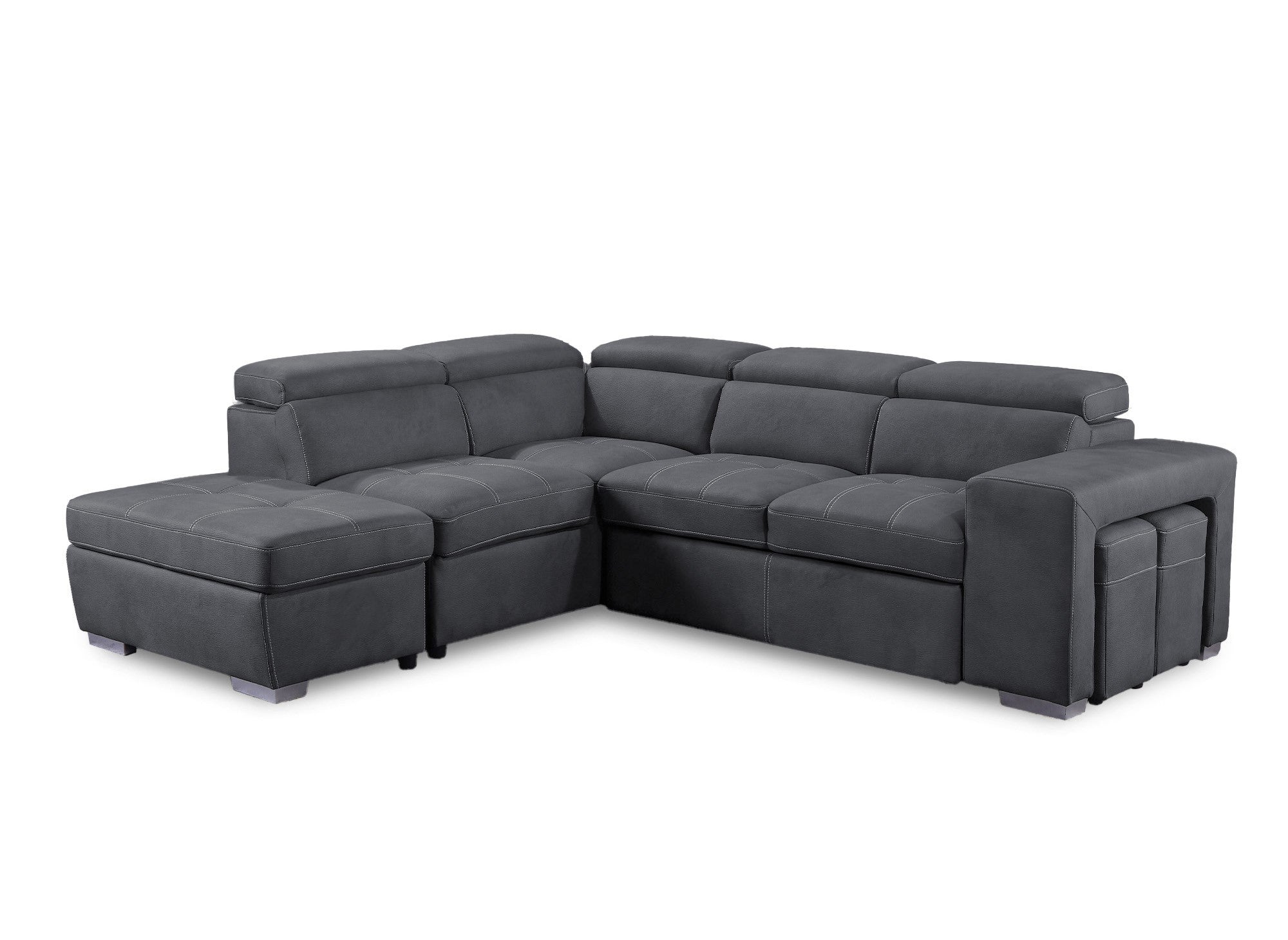 DAVON Ecksofa aus grauem Stoff – linke Ecke