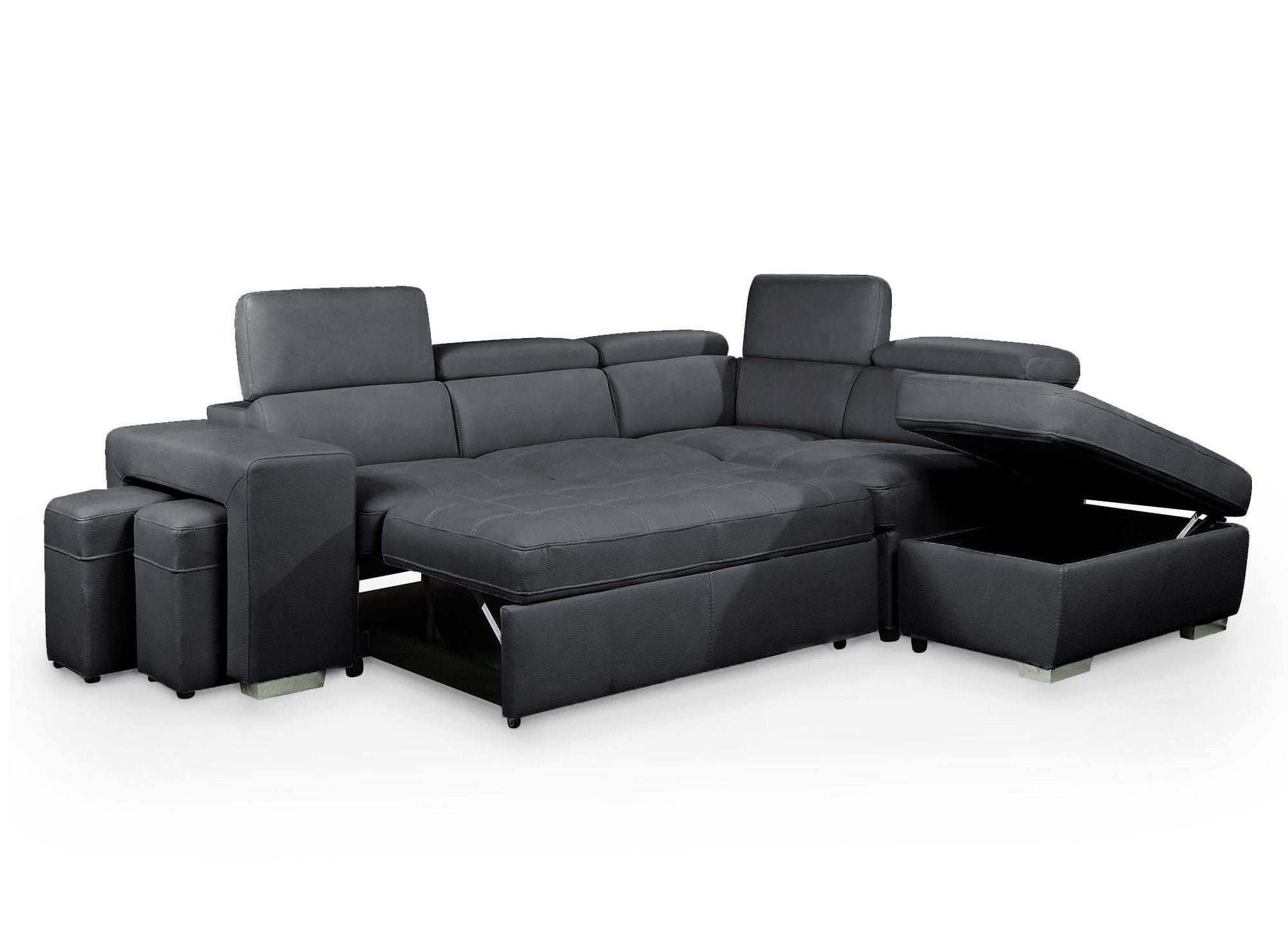 DAVON Ecksofa aus grauem Stoff, rechtwinklig