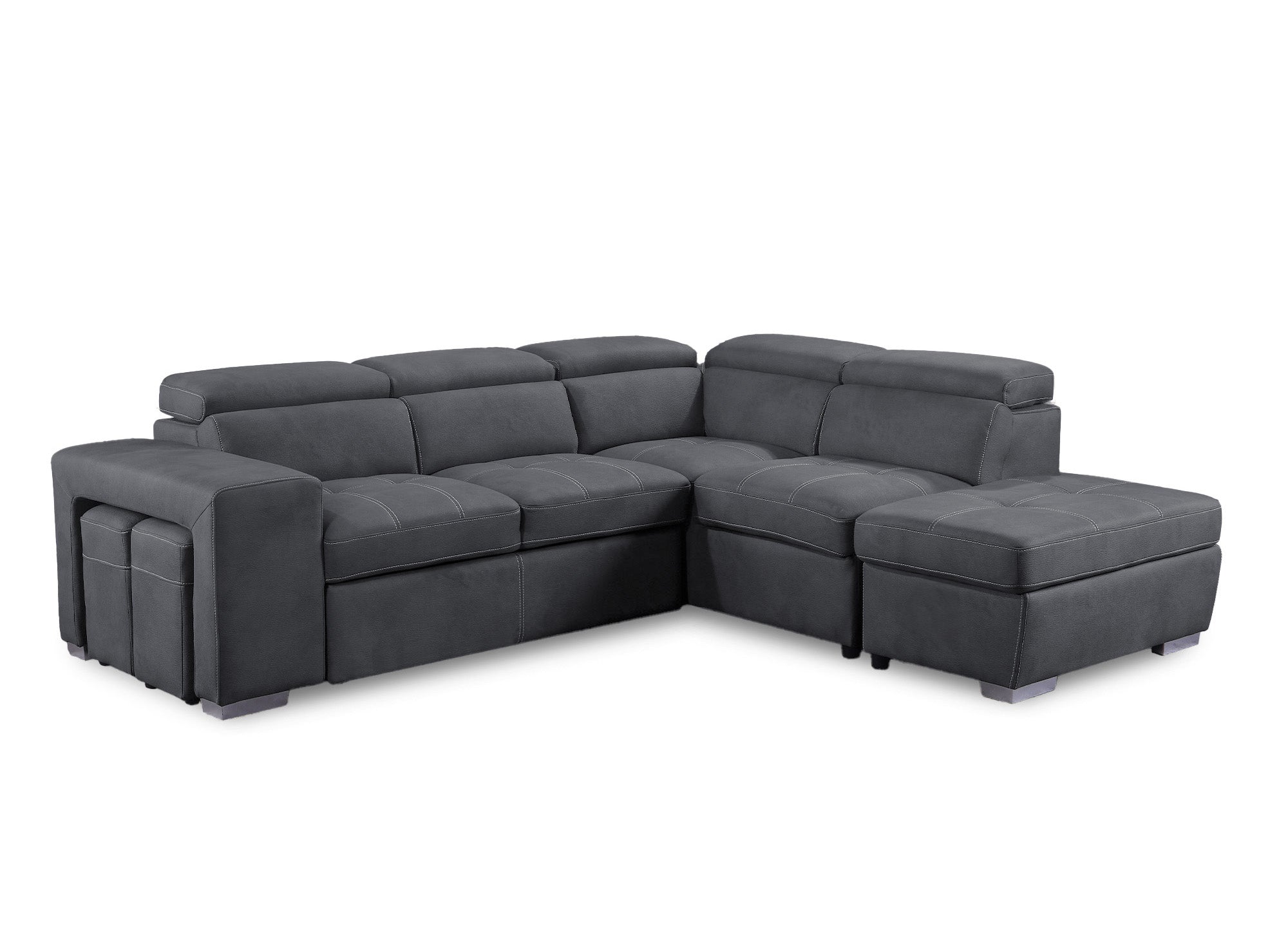 DAVON Ecksofa aus grauem Stoff, rechtwinklig