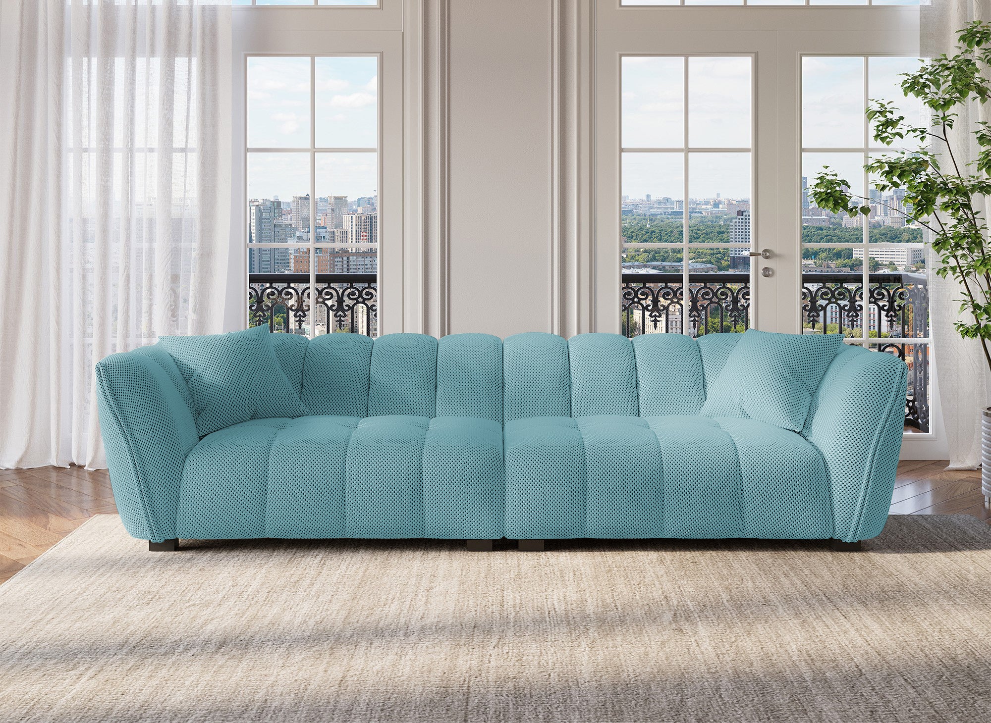 ELENA 4-Sitzer-Sofa aus 3D-Stoff in Wassergrün