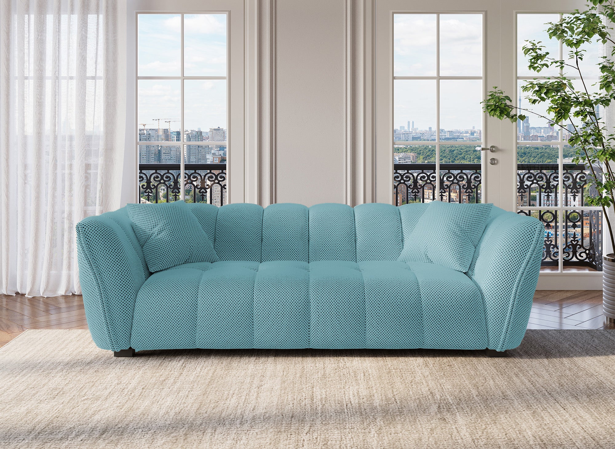 ELENA 3-Sitzer-Sofa aus 3D-Stoff in Wassergrün