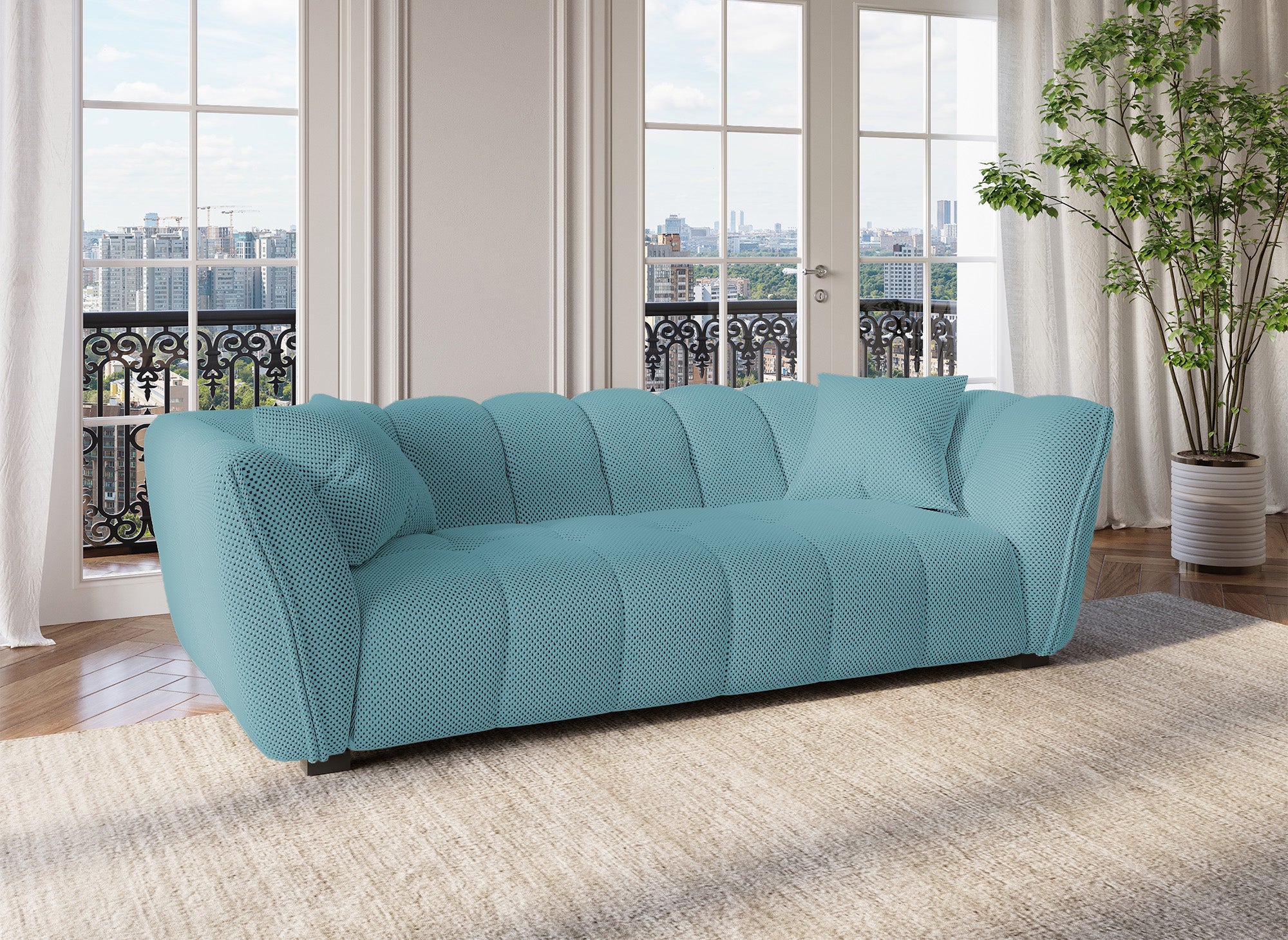 ELENA 3-Sitzer-Sofa aus 3D-Stoff in Wassergrün