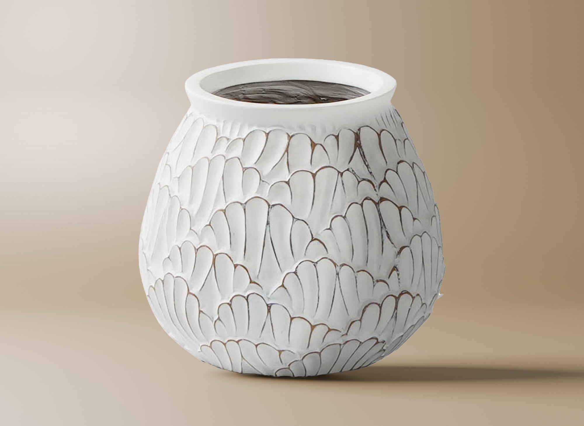 Weiße Vase aus Kunstharz, H22 cm, ZEDER