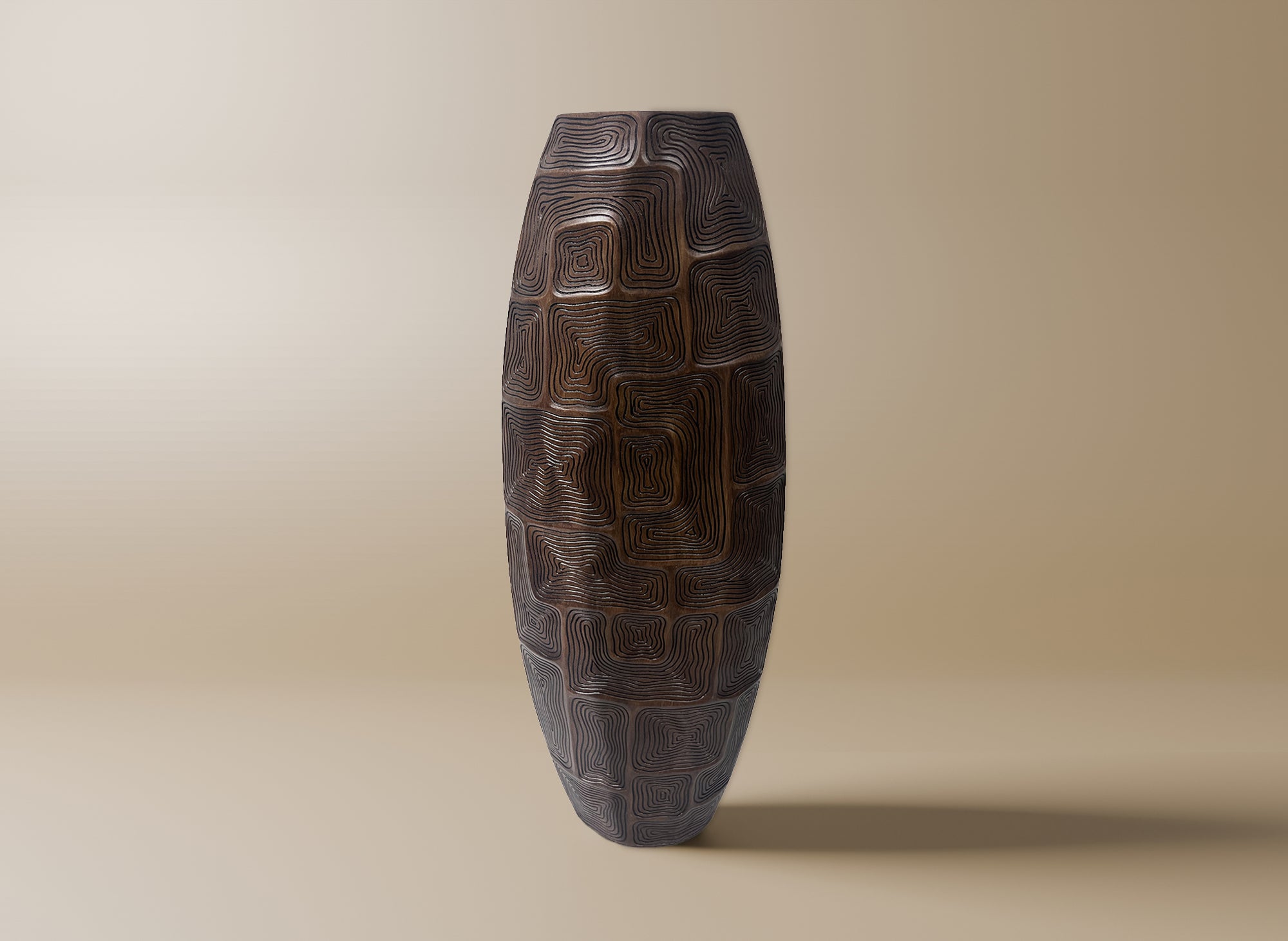 Totemvase ARBORA aus schwarzem und braunem Harz, H70 cm