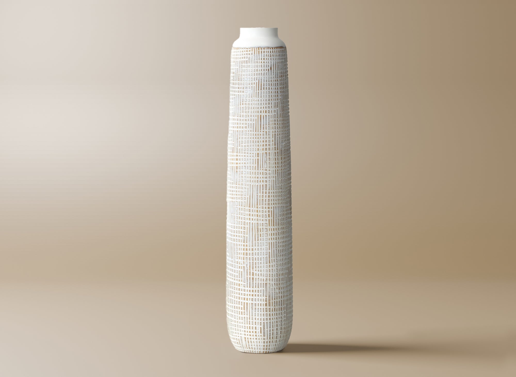 Totemvase aus weißem Polyresin H75 cm YONI