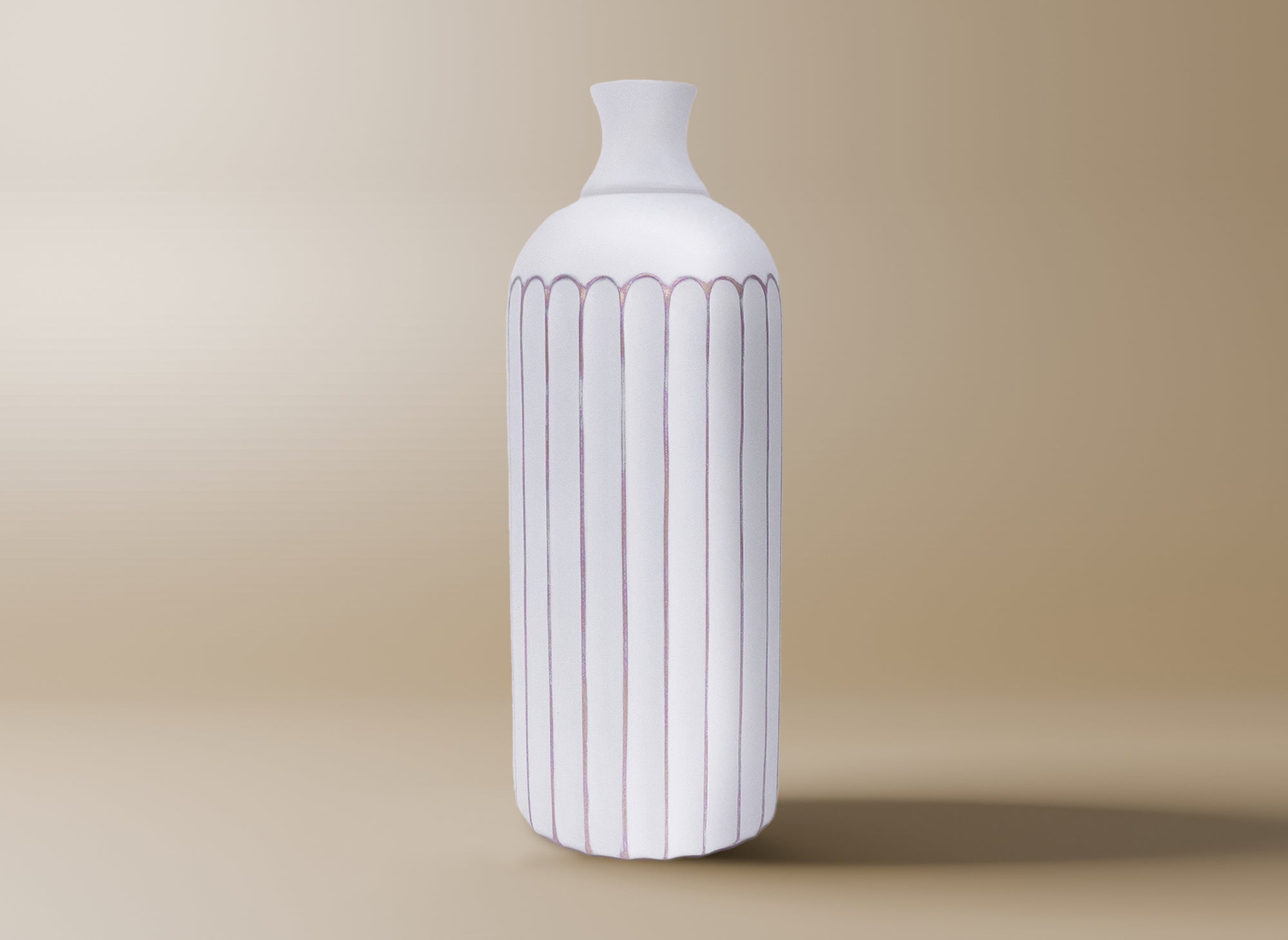 Vase aus Polyresin in Weiß und Gold, H41 cm, ARCA
