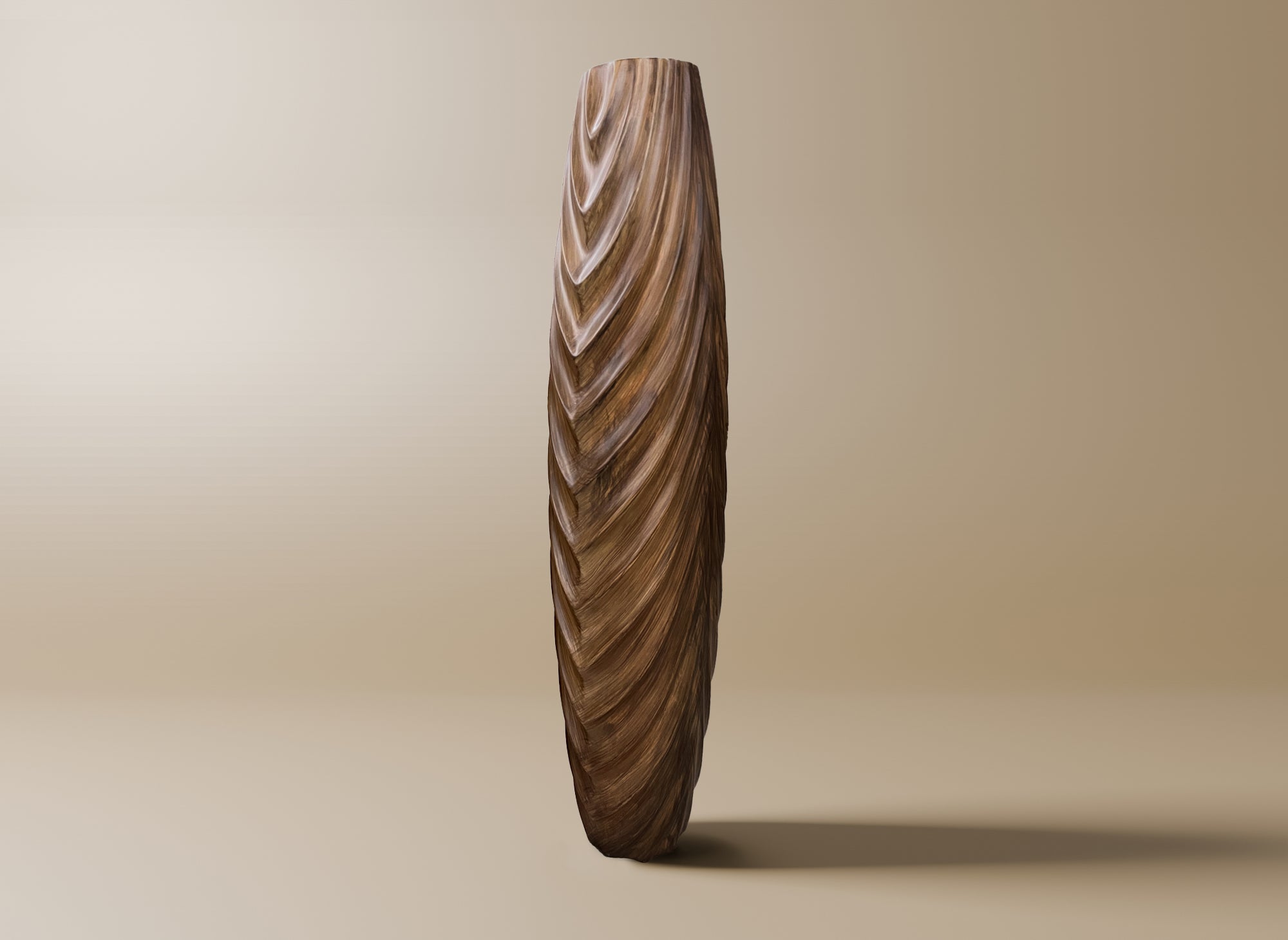 XL Polyresin Vase Holzimitat H77 cm DERYA