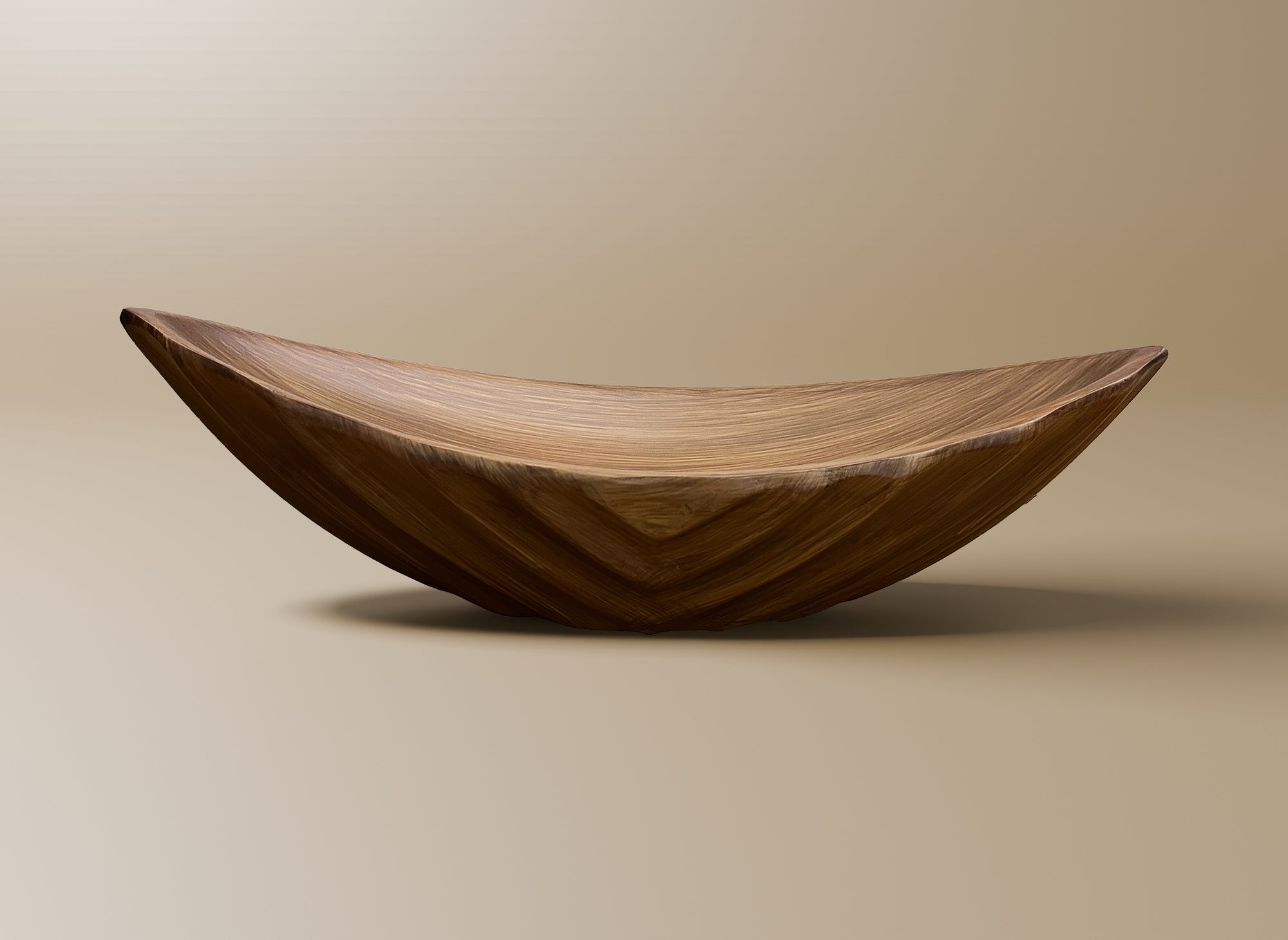 Große Dekoschale mit geschnitzter Holzoptik 44 cm DERYA