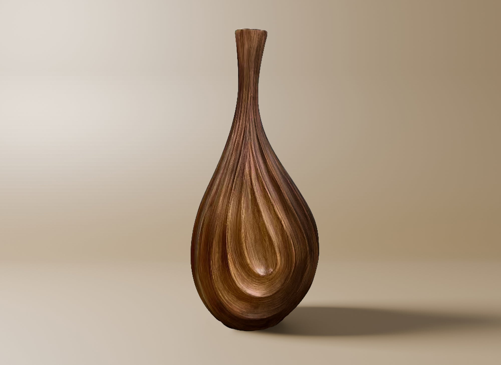 DERYA Polyresin Tropfenvase Holzimitat H45 cm