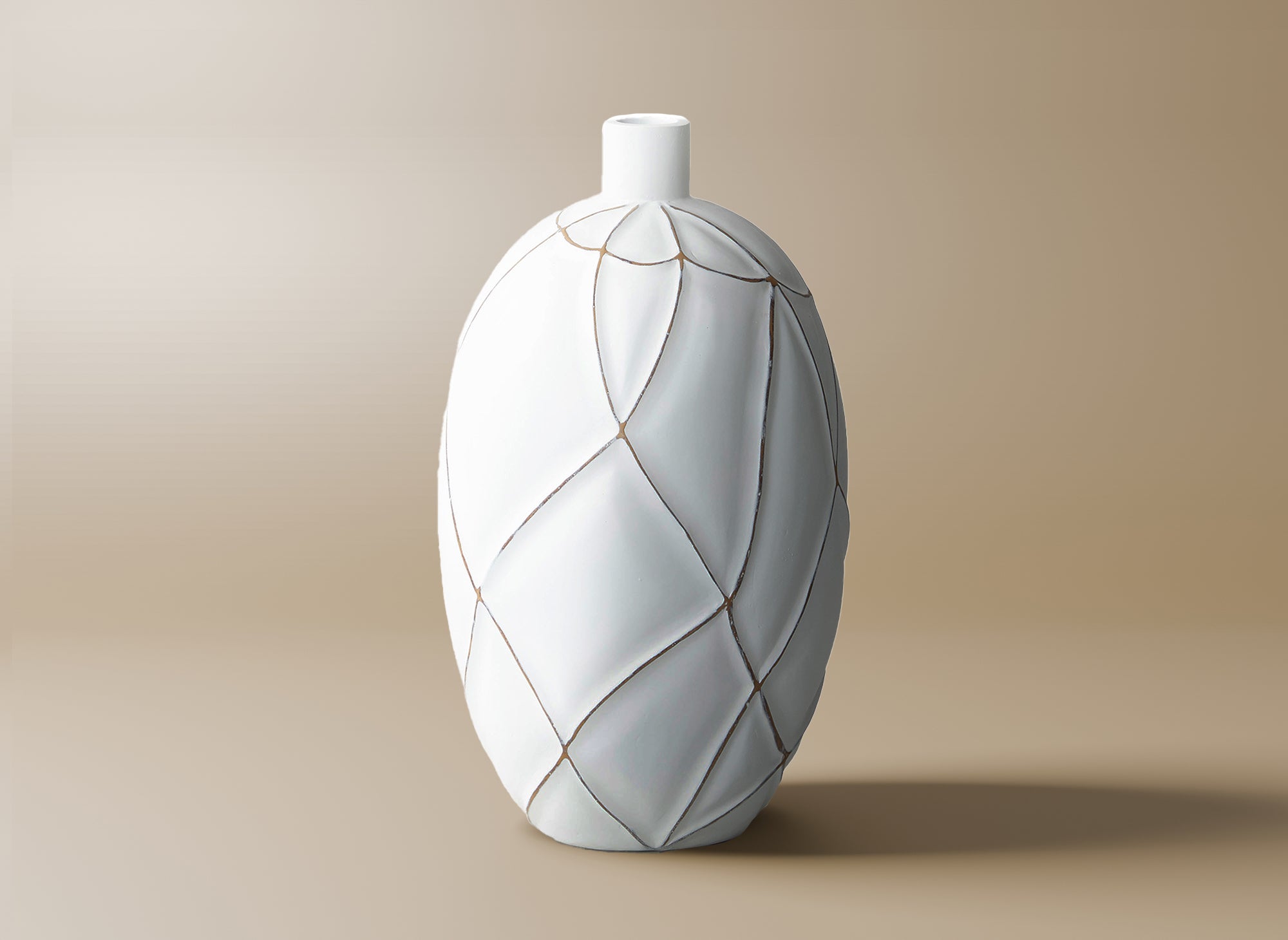 Weiße Polyresin-Kugelvase H38 cm LUNA