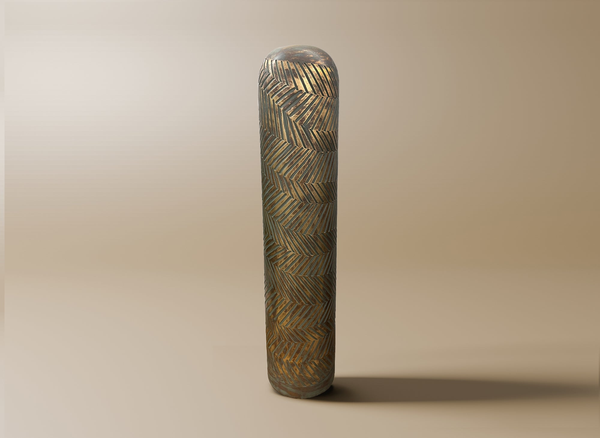 XL-Vase aus Polyresin in Grün und Gold, H68 cm, AMIRA