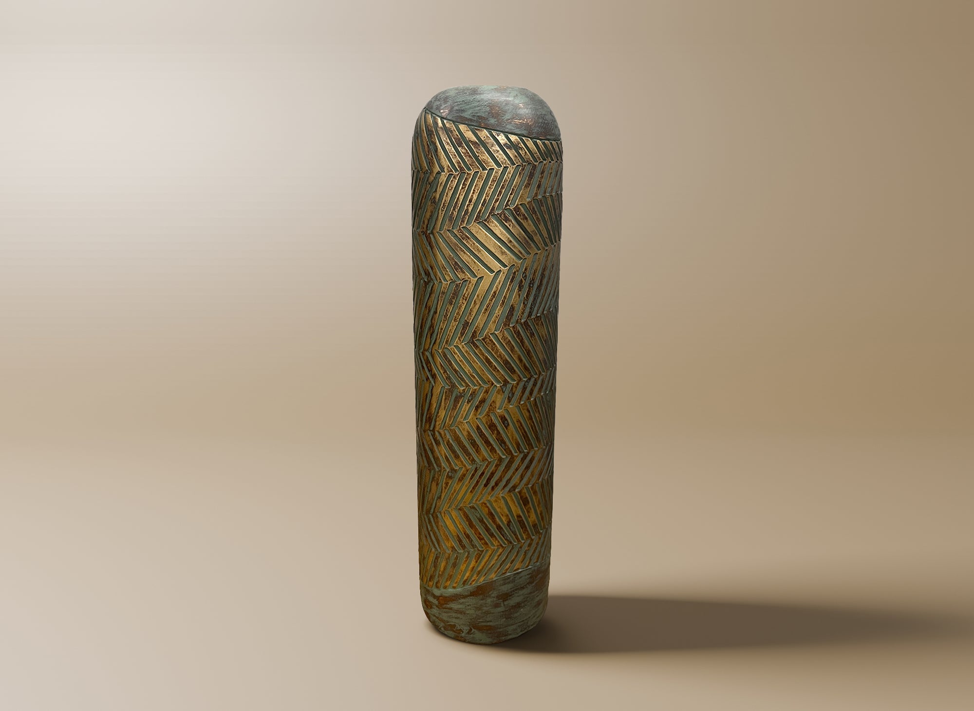 XL-Vase aus Polyresin in Grün und Gold, H54 cm, AMIRA