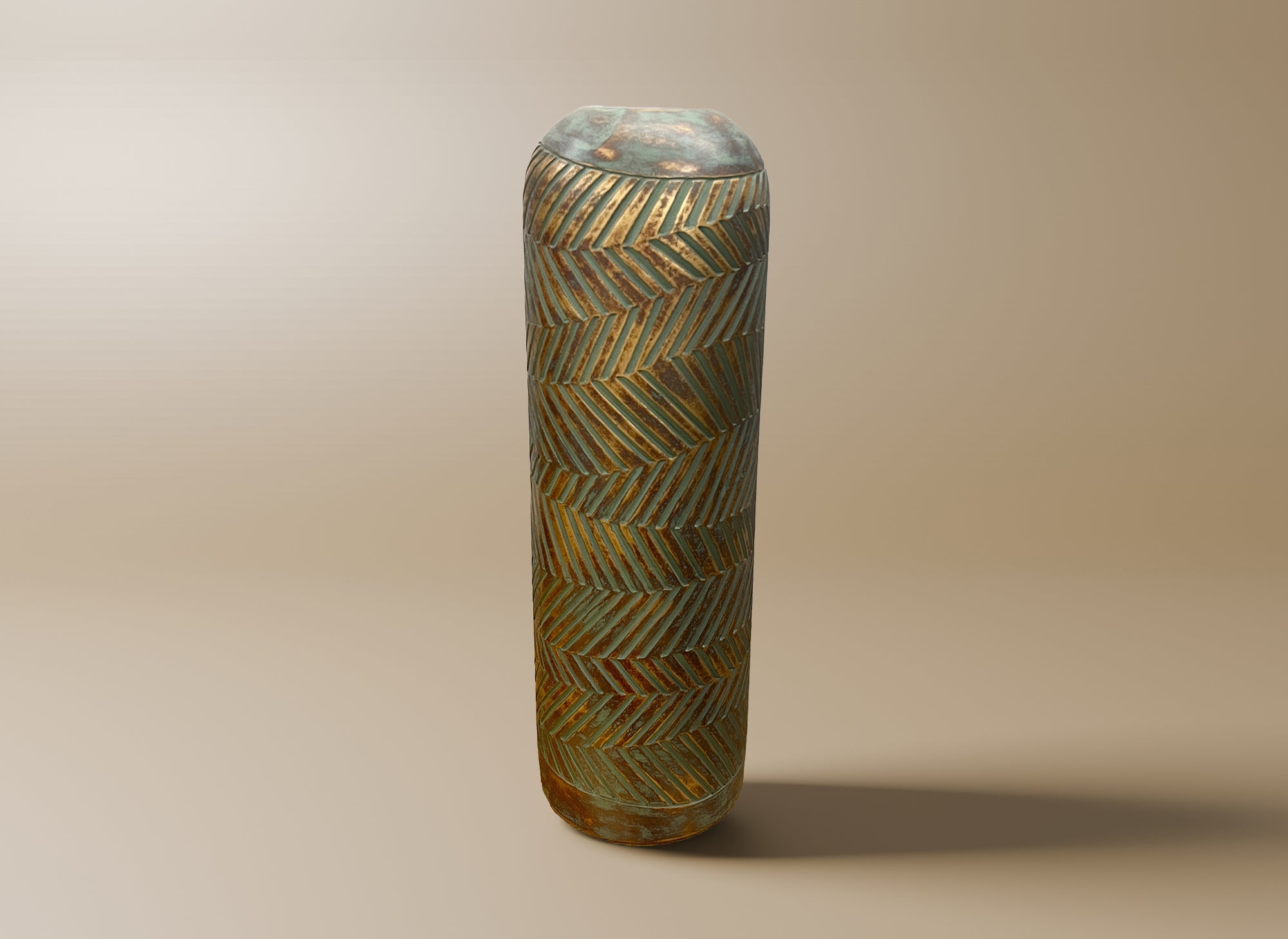 XL-Vase aus Polyresin in Grün und Gold, H46 cm, AMIRA