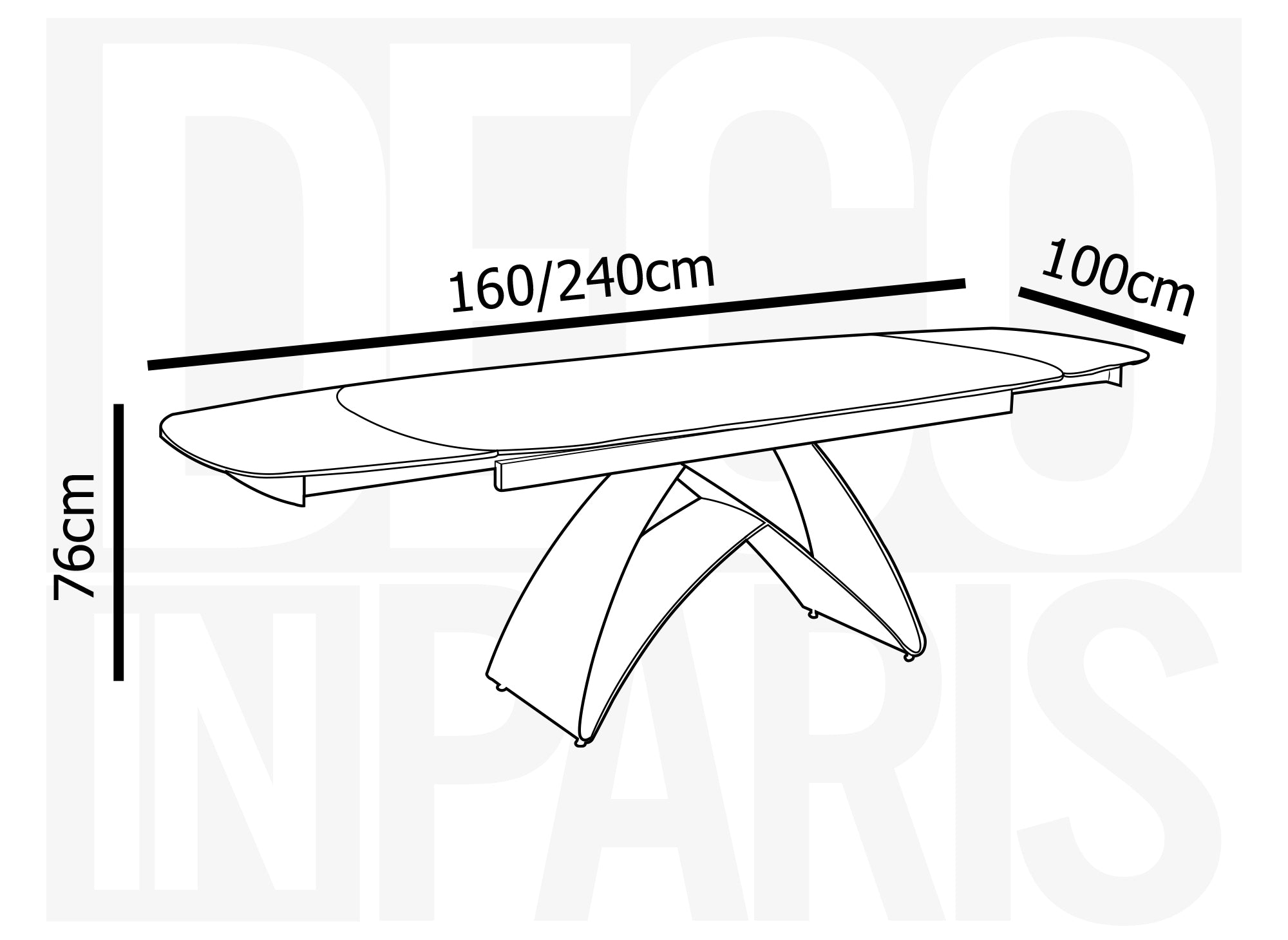 Ausziehbarer Esstisch aus schwarzem Hartglas für 6-10 Personen PARIS