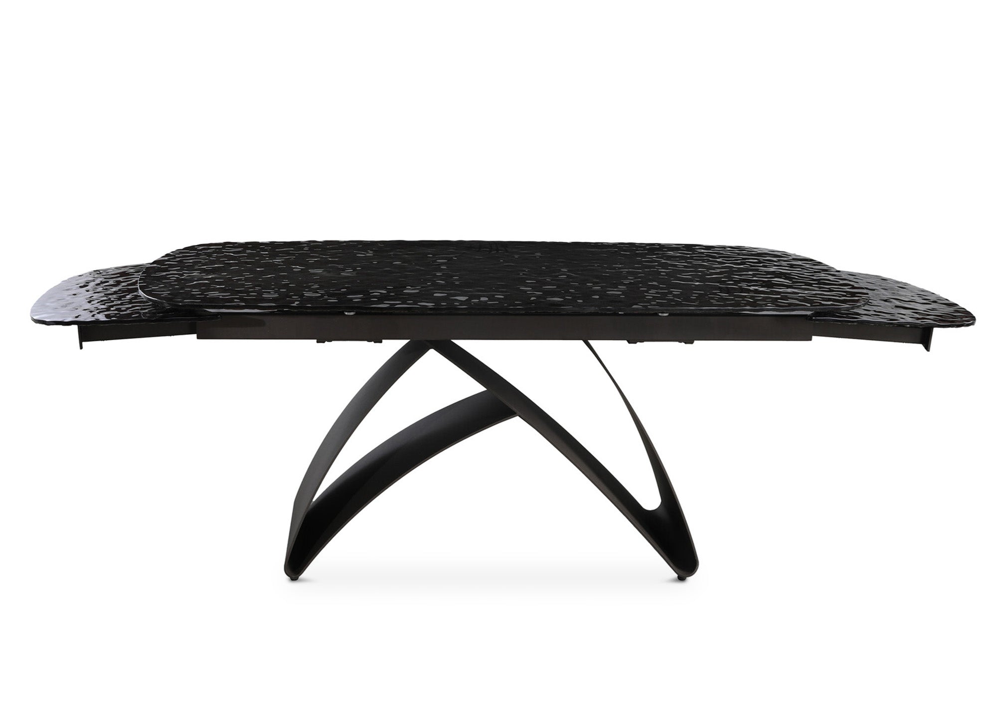 Ausziehbarer Esstisch aus schwarzem Hartglas für 6-10 Personen PARIS