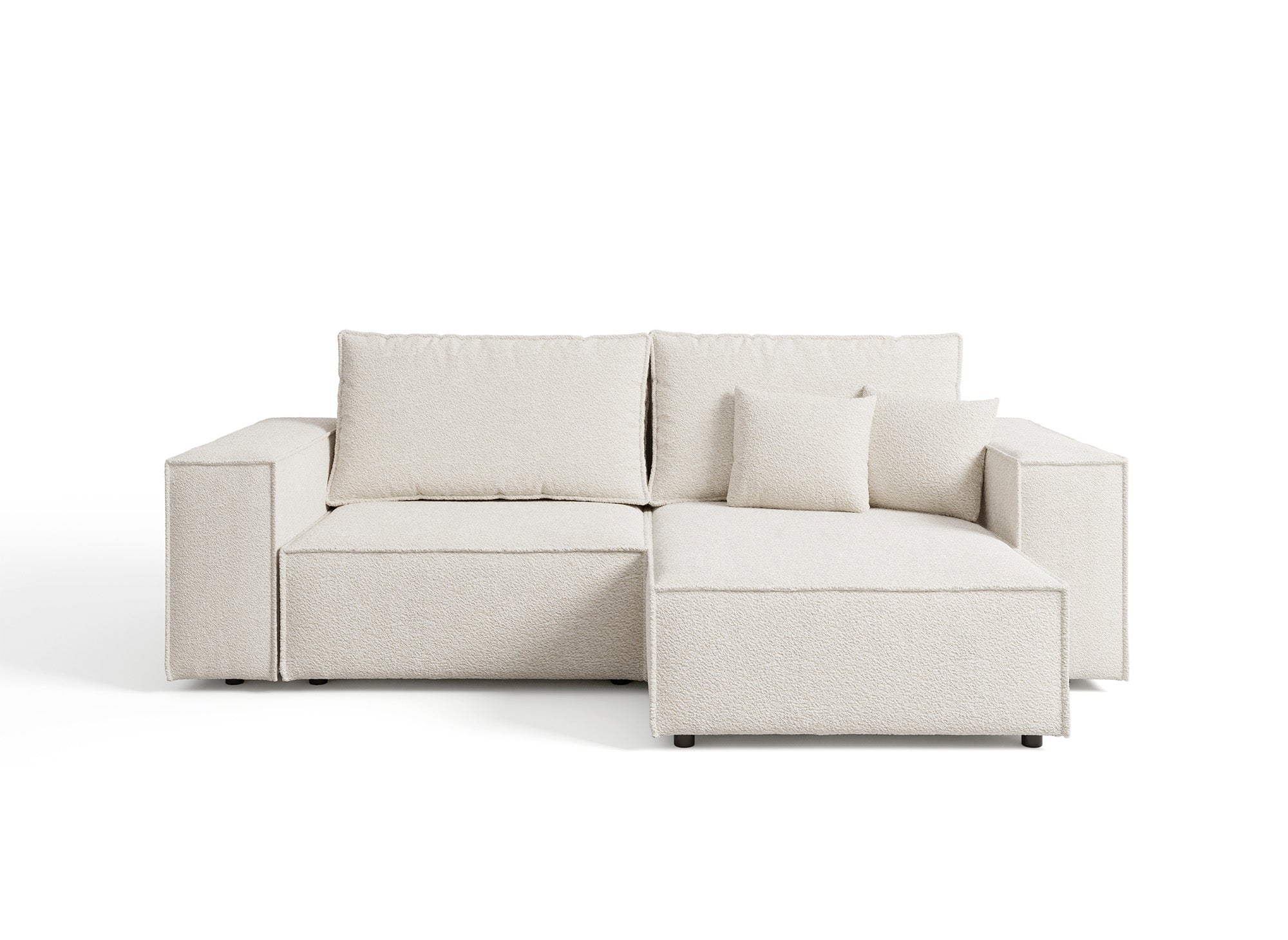 JADE MINI umwandelbares und wendbares Ecksofa mit Stauraum aus beigem Bouclé-Stoff