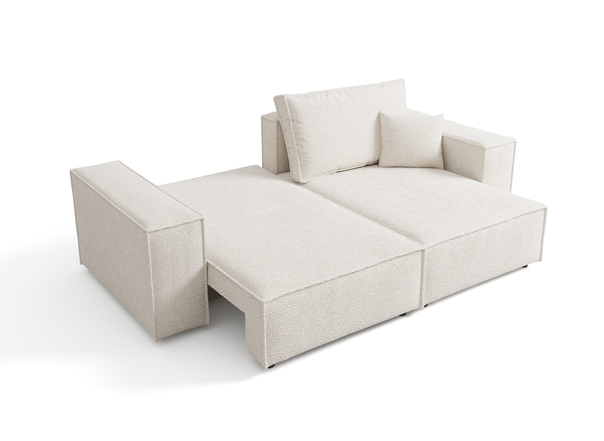 JADE MINI umwandelbares und wendbares Ecksofa mit Stauraum aus beigem Bouclé-Stoff