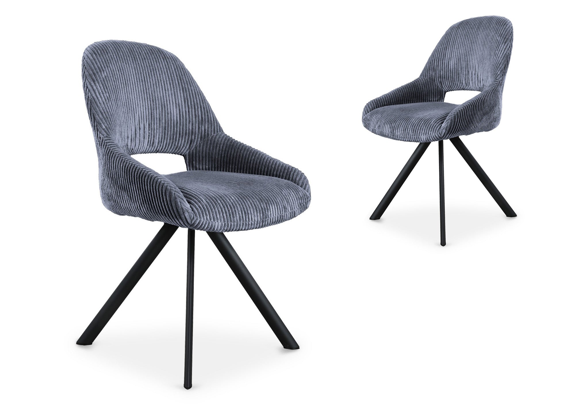 2er-Set Designerstühle SYRA aus grauem Cord