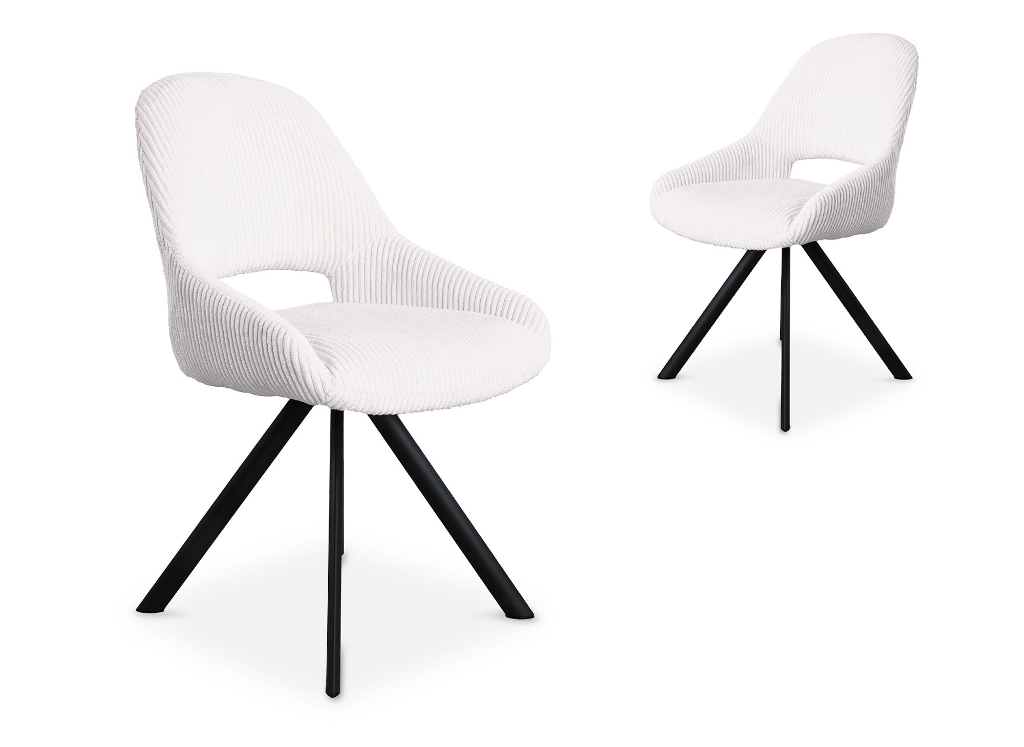 2er Set Designer-Stühle aus ecru-weißem Cord SYRA