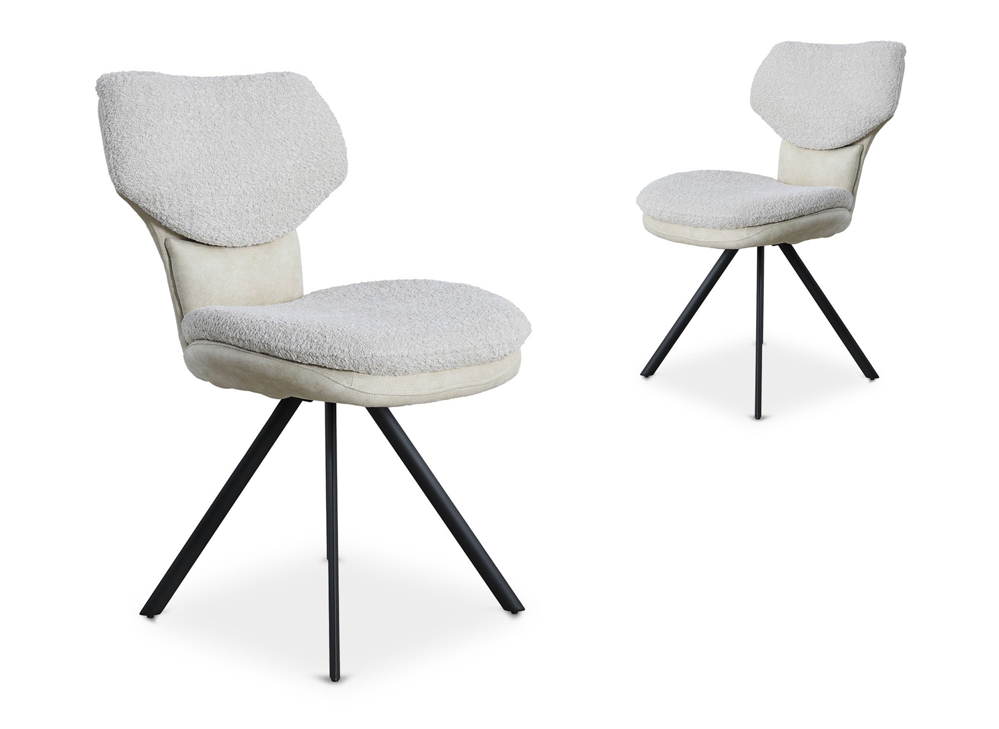 2er-Set Designerstühle aus beigem Bouclette-Stoff MILIA