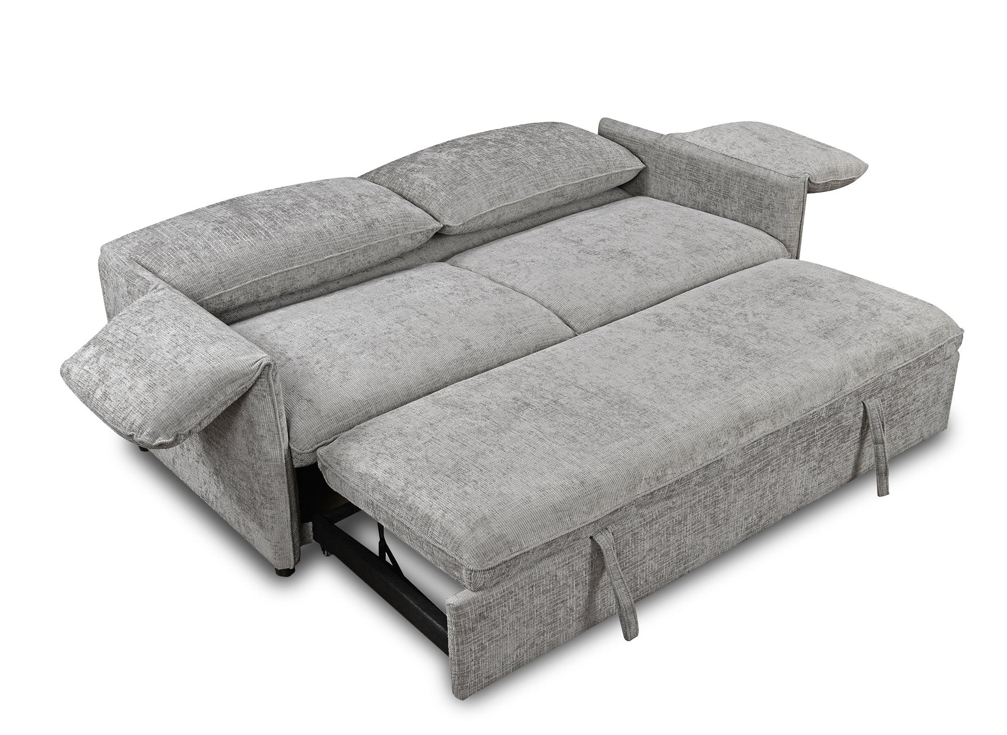 LAMAR 3-Sitzer-Sofa, gerade, aus grau meliertem Samt