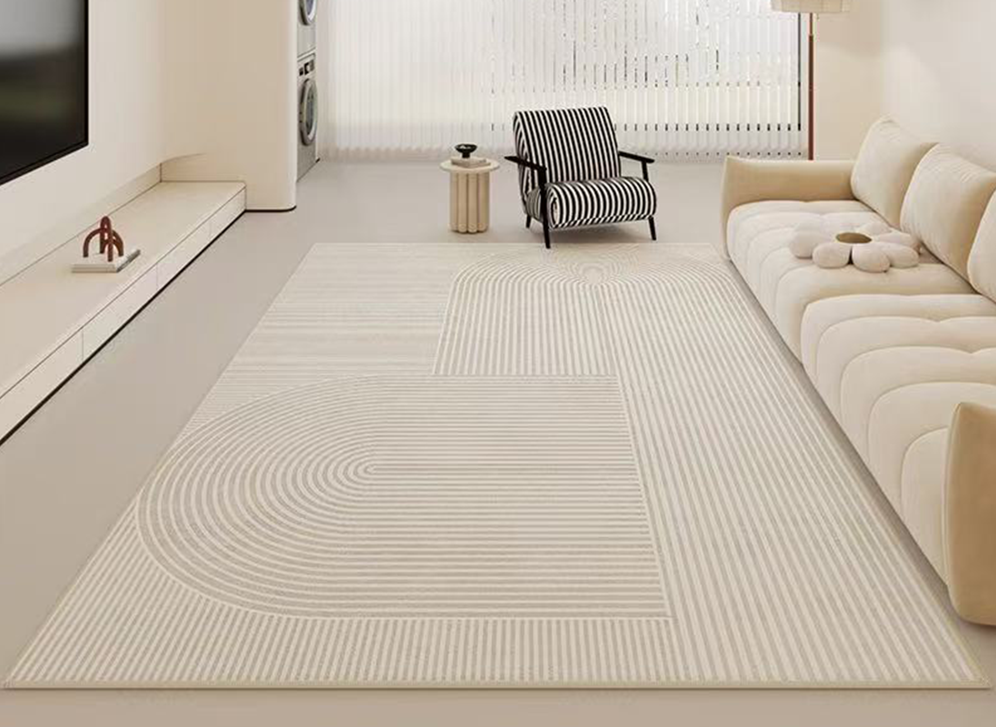 Beigefarbener rechteckiger Teppich mit abstraktem Muster 160x230cm LUANE