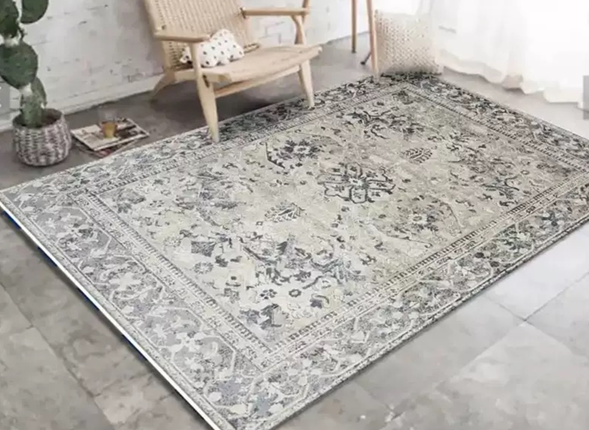 Rechteckiger Teppich im Orientstil in Grau und Weiß 160x230 cm SULTAN
